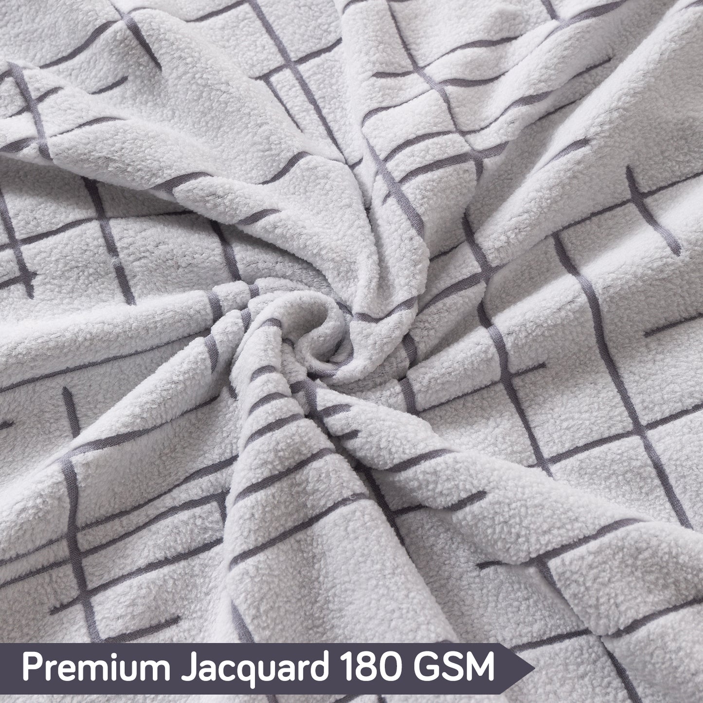 'Crossline Series' Jacquard Cushion Cover Set of 2, Light Grey