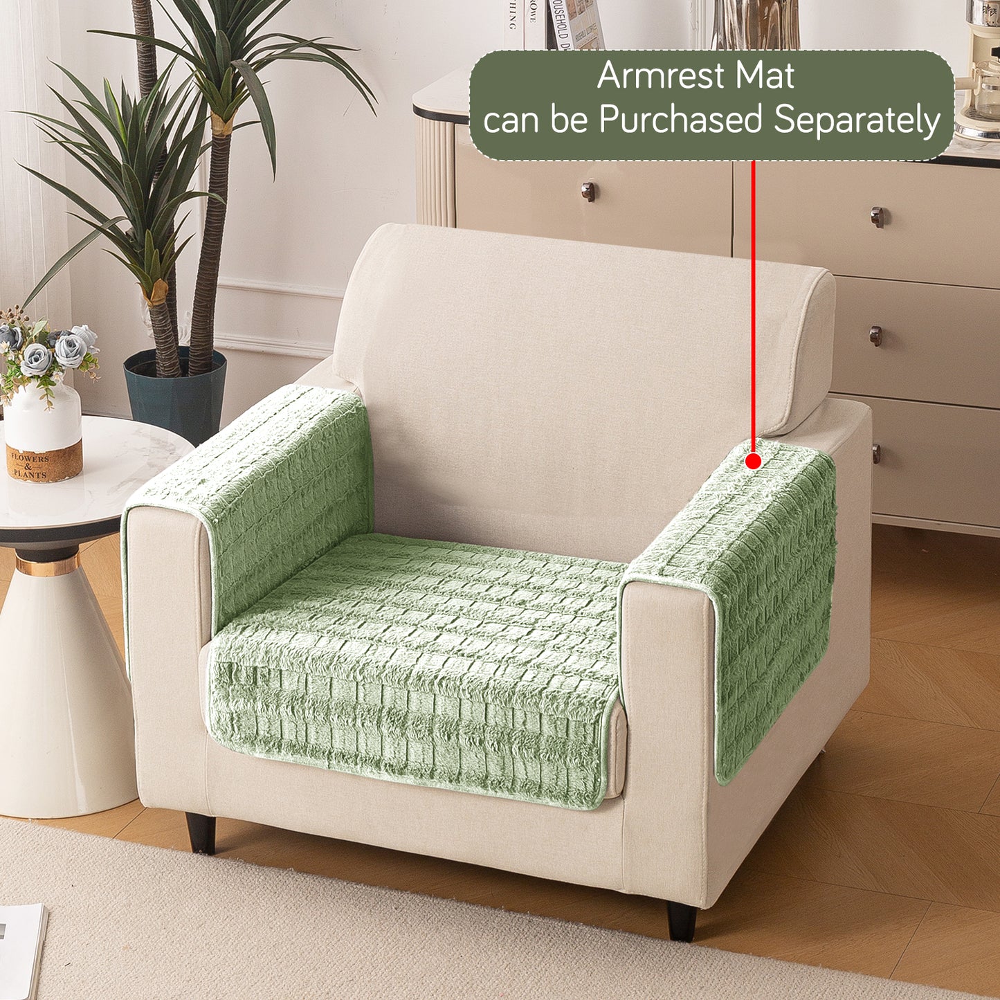 Premium Plush Anti Slip Sofa Mat for 1/2/3 Seater, Green