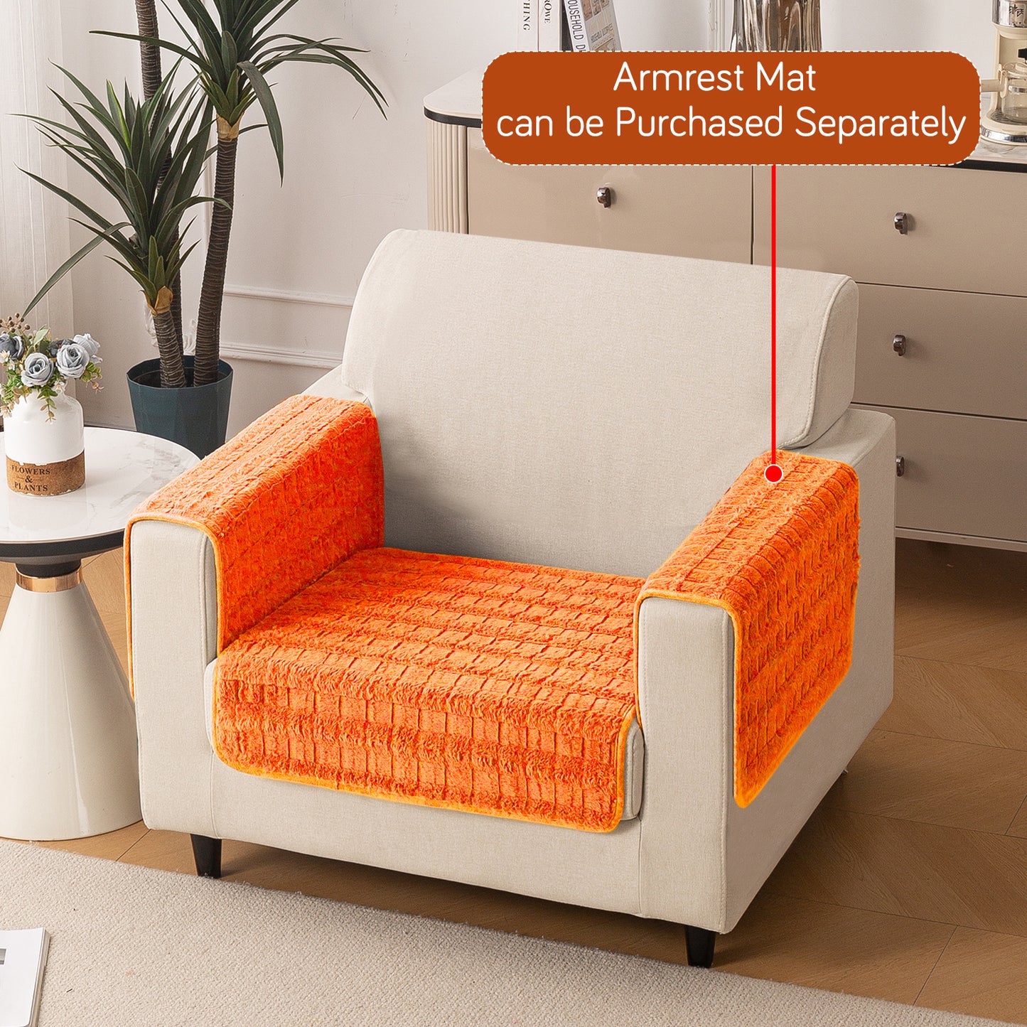 Premium Plush Anti Slip Sofa Mat for 1/2/3 Seater, Orange