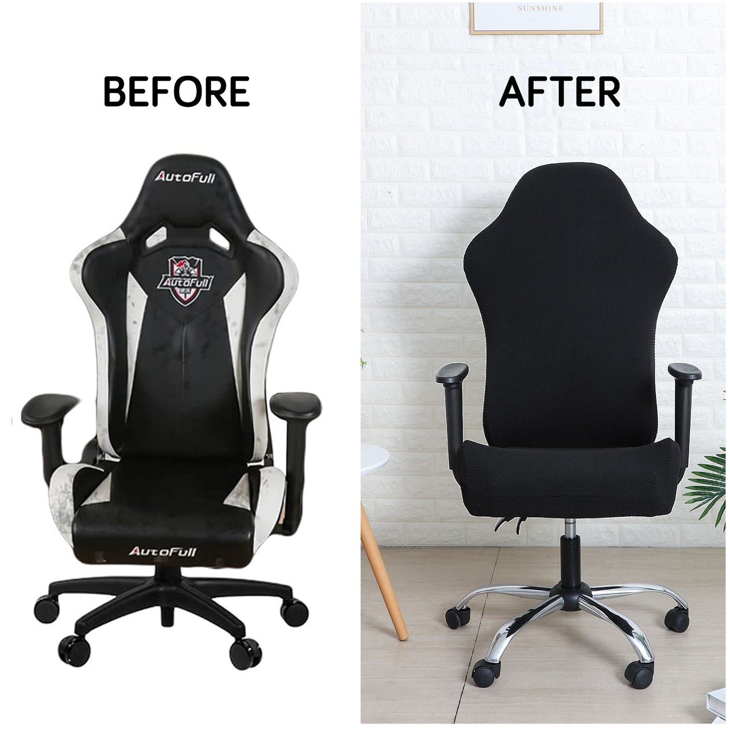 Gaming Chair Cover Stretchable Elastic Jacquard Computer Rotating Chair Seat Covers Slipcover, Black