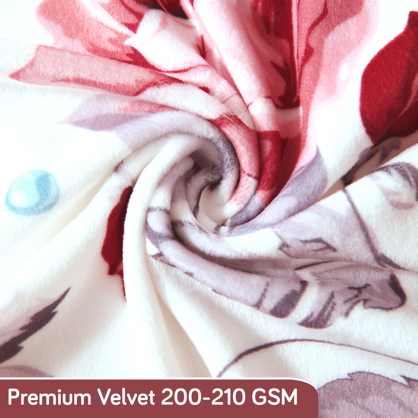 Premium Printed Velvet Dining Chair Cover Set, Red Cottage Rose