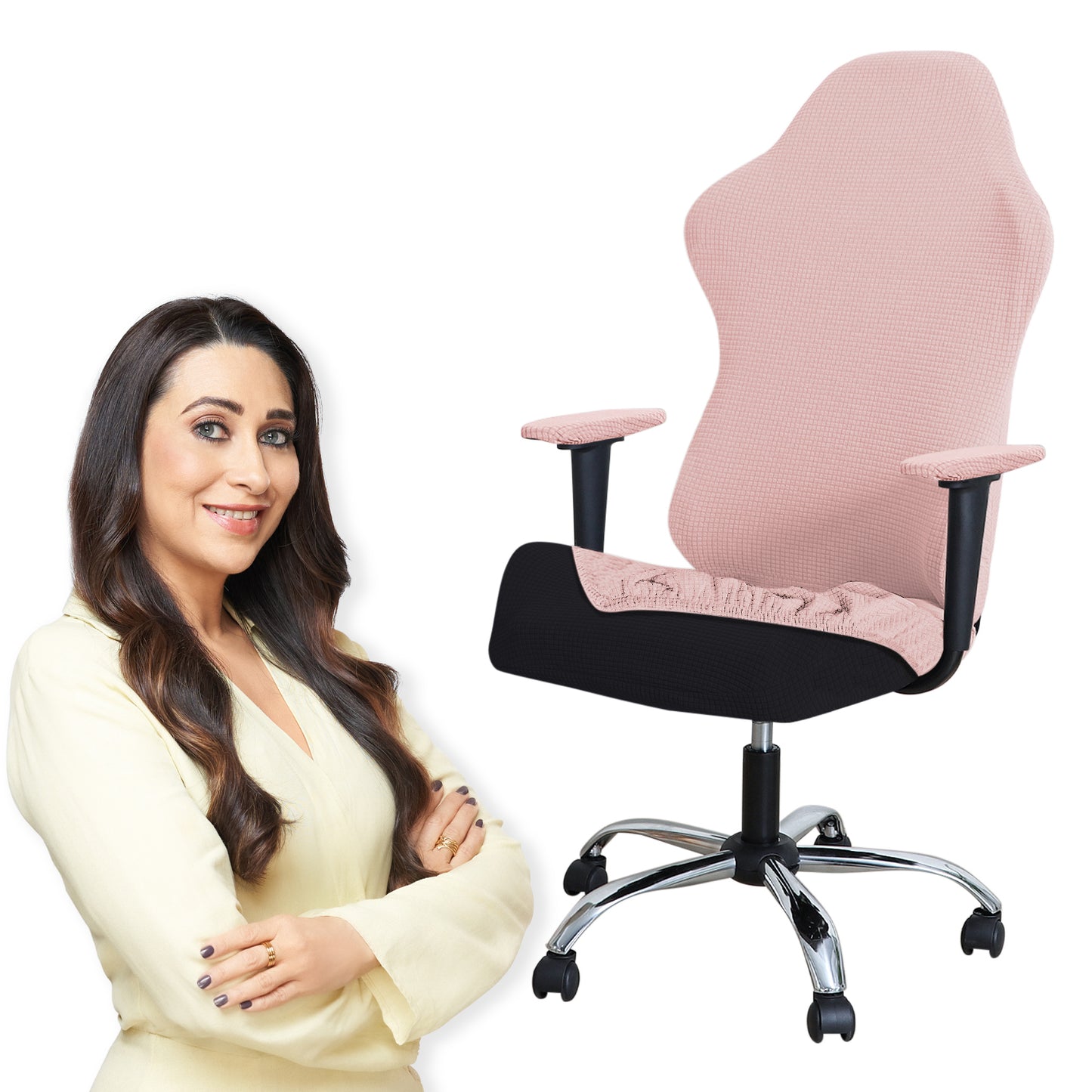 Gaming Chair Cover Stretchable Elastic Jacquard Computer Rotating Chair Seat Covers Slipcover, Pink