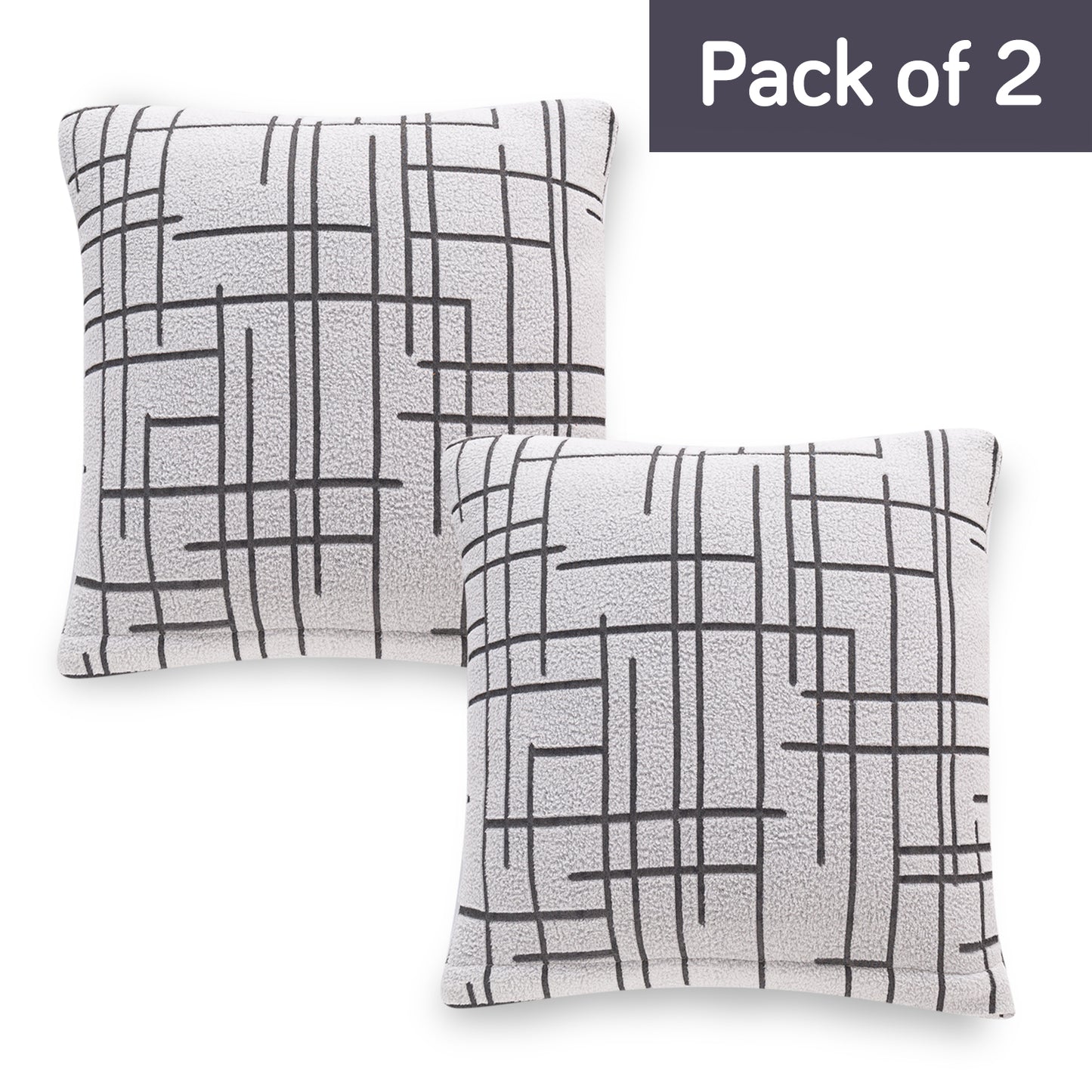 'Crossline Series' Jacquard Cushion Cover Set of 2, Dark Grey