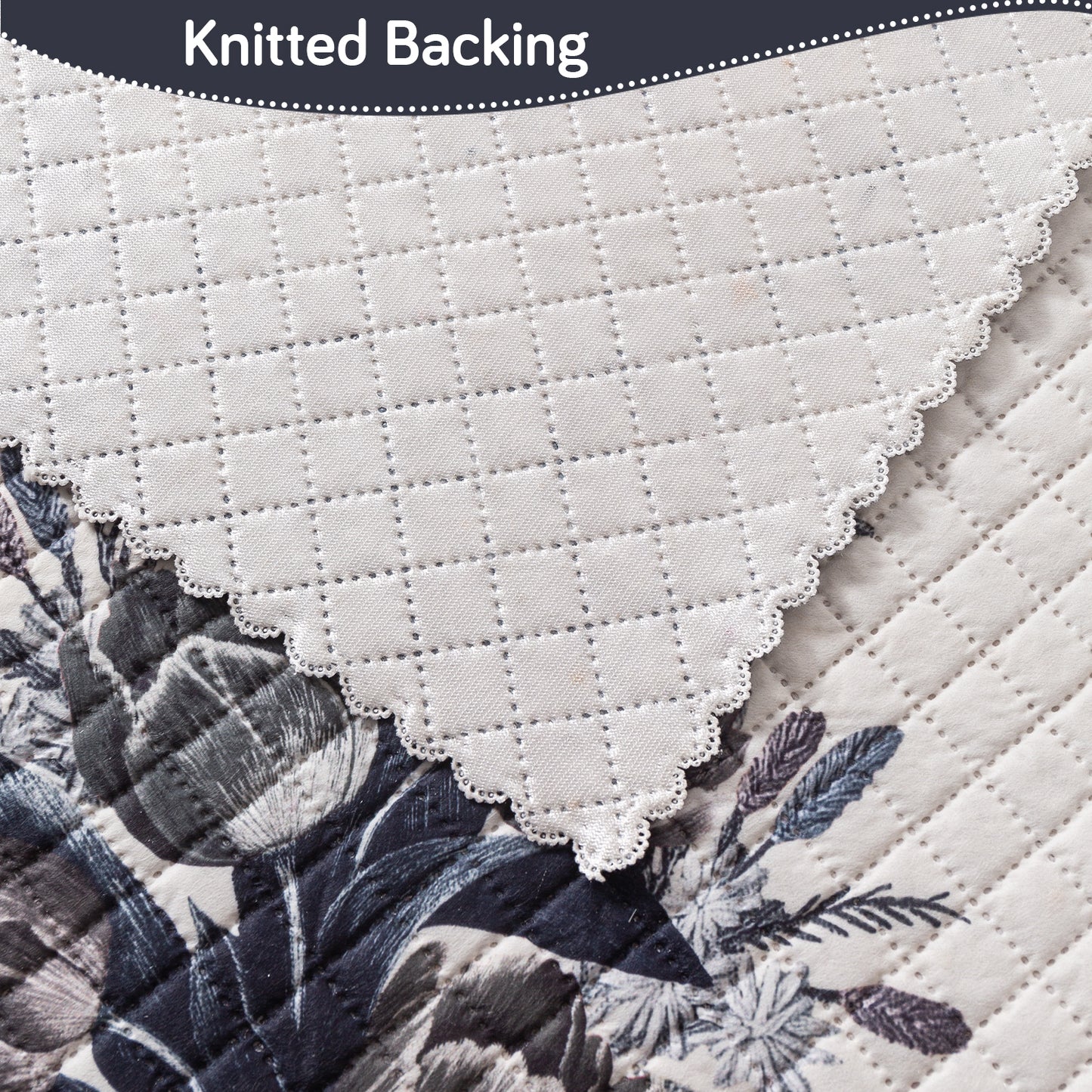 LoomVerse Quilted Sofa Cover Set Washable Sofa Panel for Seat & Back - Midnight Bloom