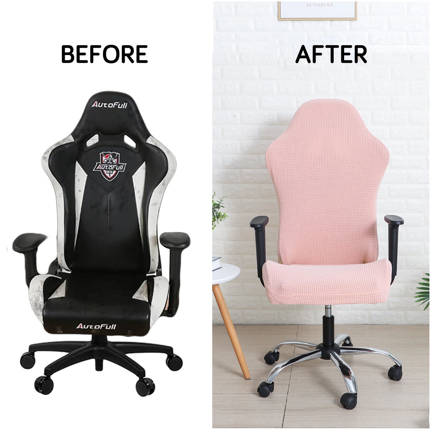 Gaming Chair Cover Stretchable Elastic Jacquard Computer Rotating Chair Seat Covers Slipcover, Pink