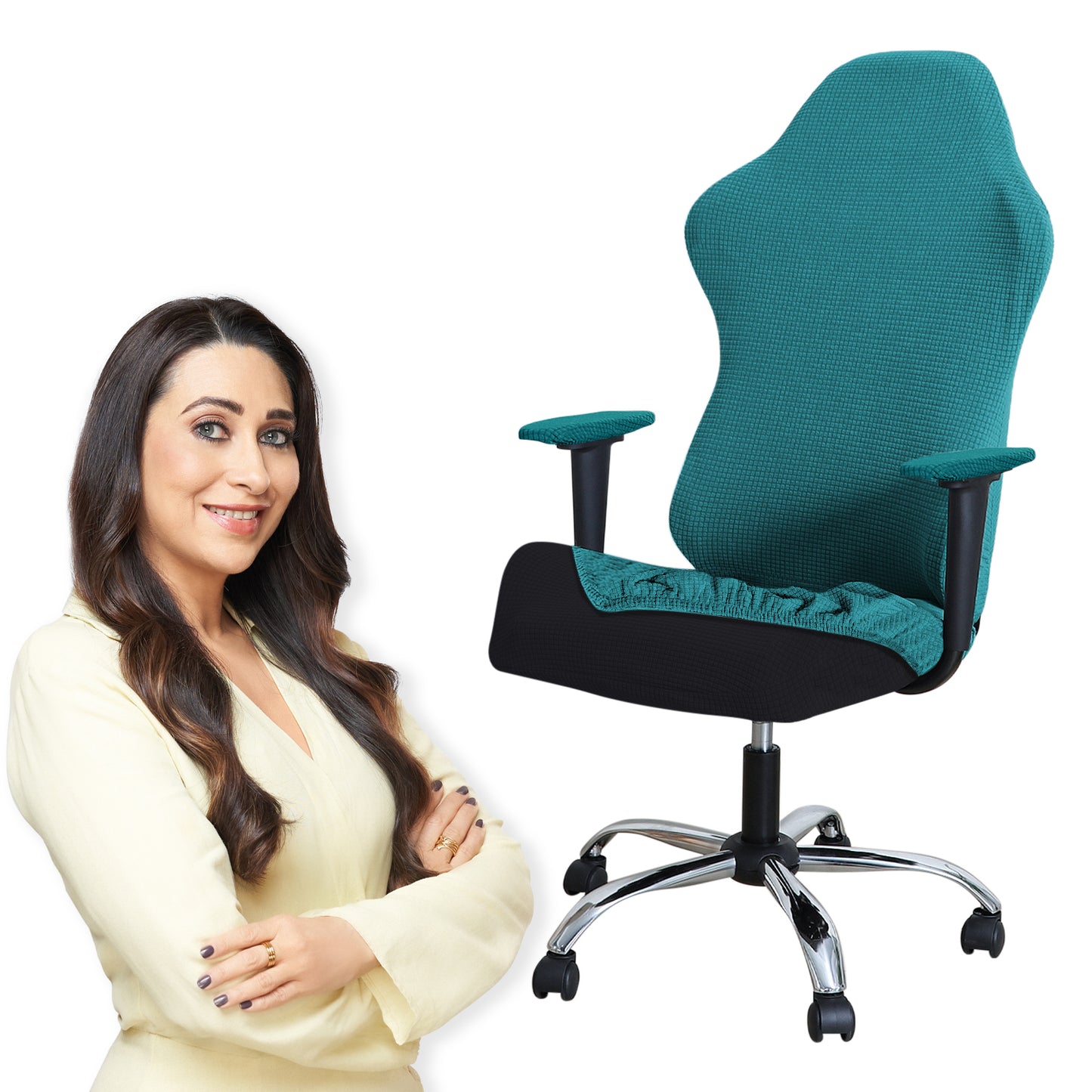Stretchable Jacquard Elastic Gaming Chair Cover, Teal