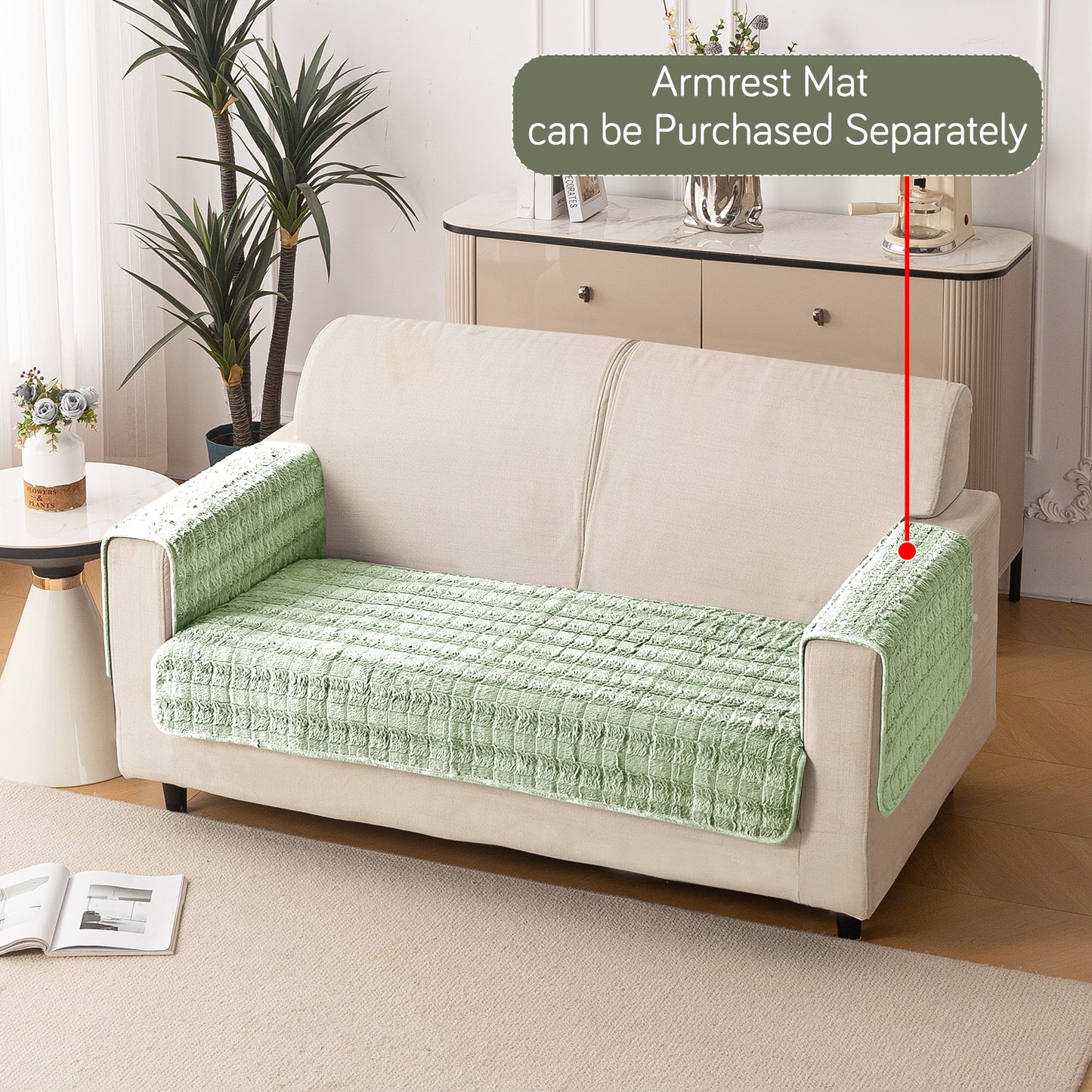Premium Plush Anti Slip Sofa Mat for 1/2/3 Seater, Green
