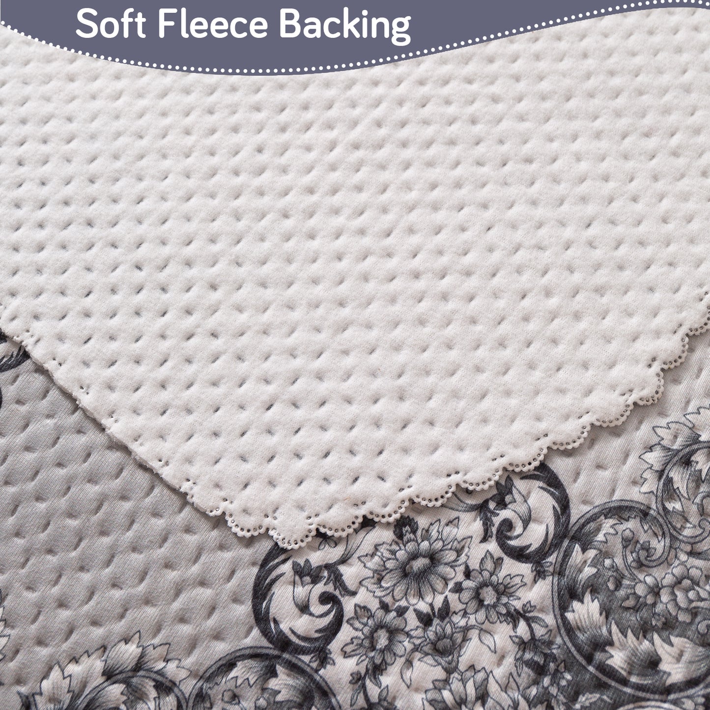 HeavenHue Fleece Soft Touch Quilted Sofa Cover Set Washable Sofa Panel for Seat & Back - Twilight Lace