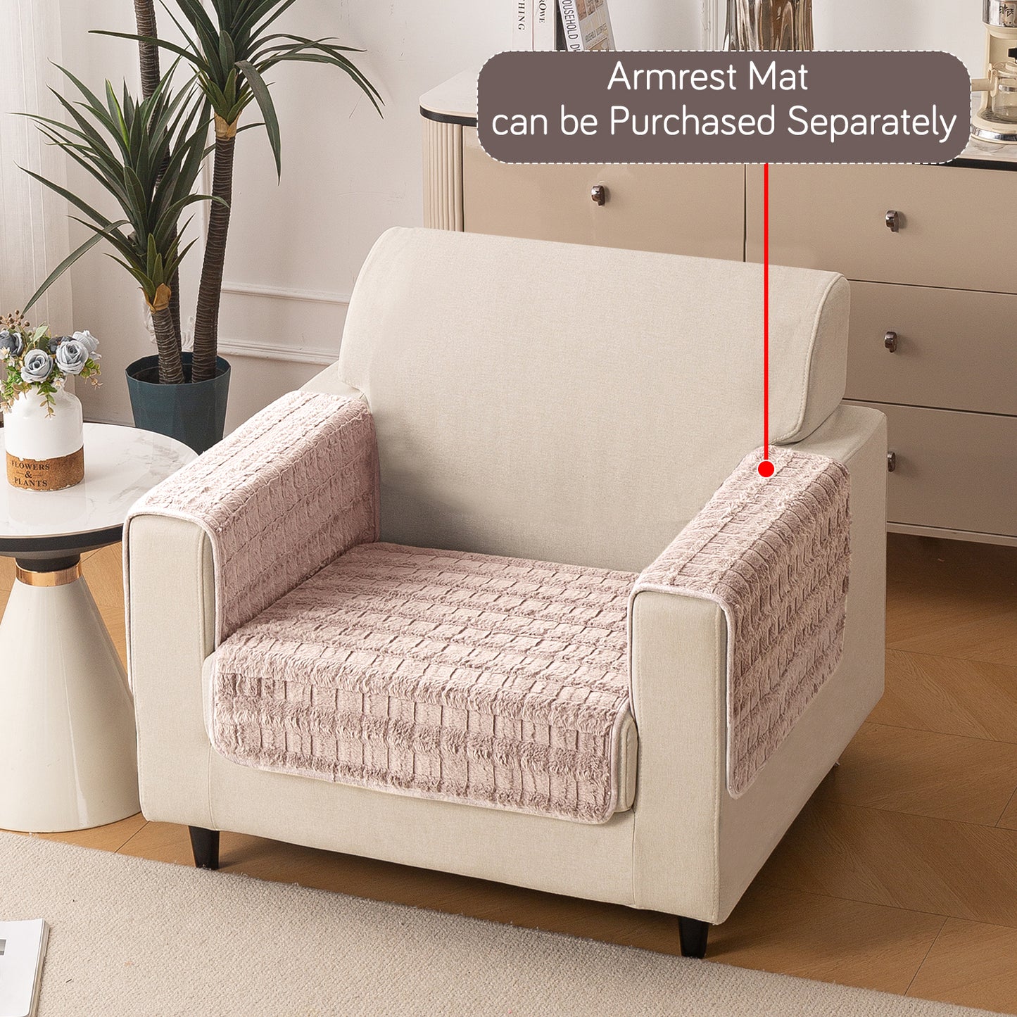 Premium Plush Anti Slip Sofa Mat for 1/2/3 Seater, Beige