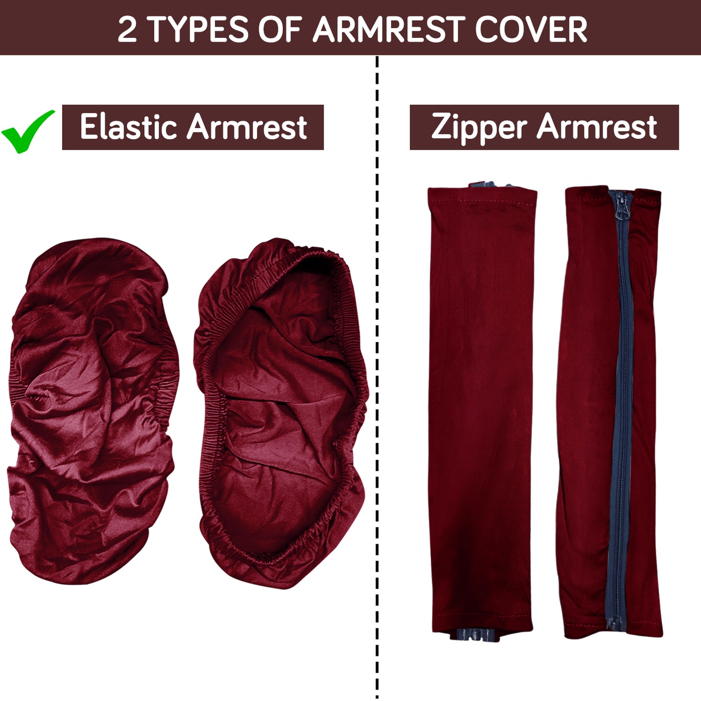 140gsm Armrest Covers for Office Chair (Elastic Style), 1 Pair, Burgundy