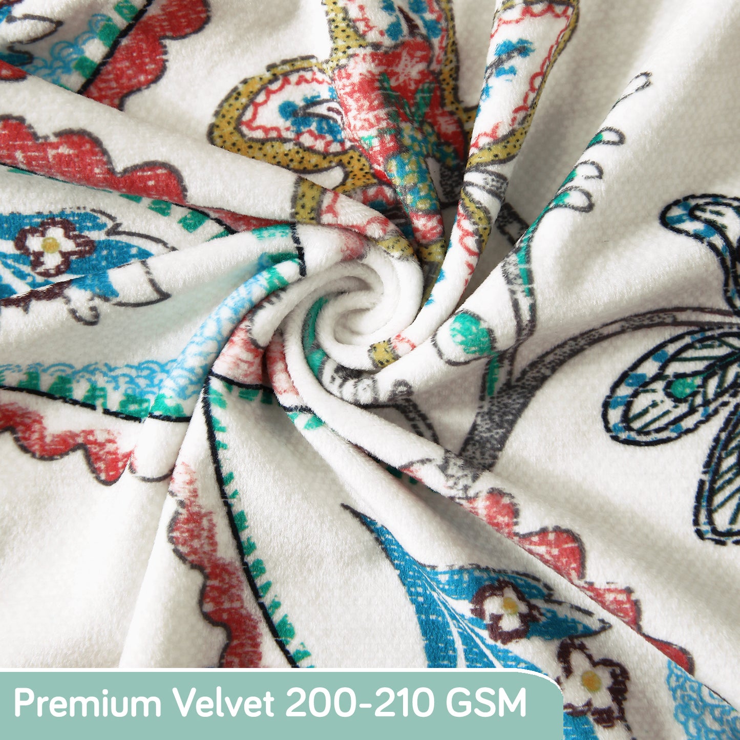Premium Printed Velvet Dining Chair Cover Set, Beige Persian Garden