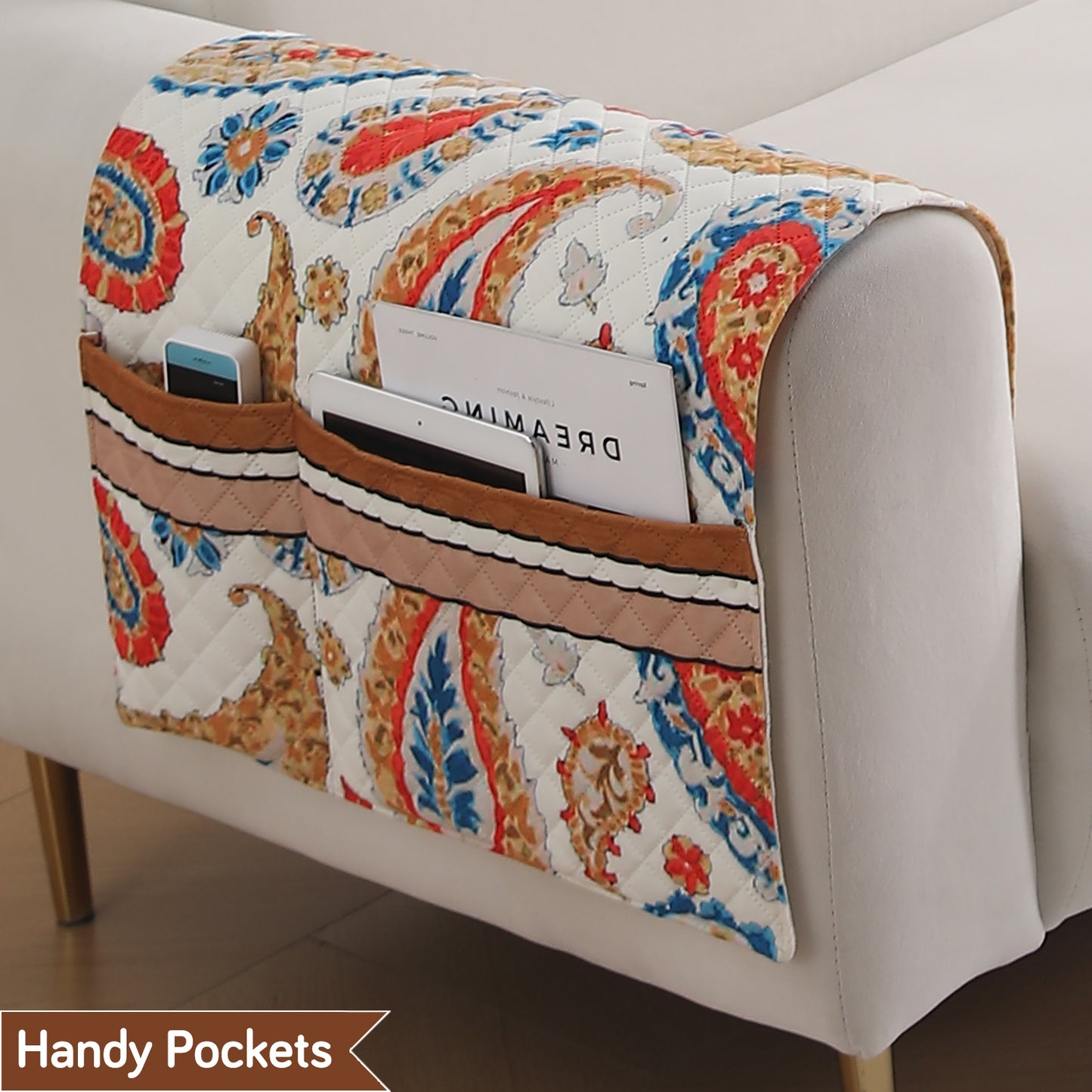 LiefNest Holland Velvet Sofa Cover Mat with Foam Filling - Paisley Multicolor