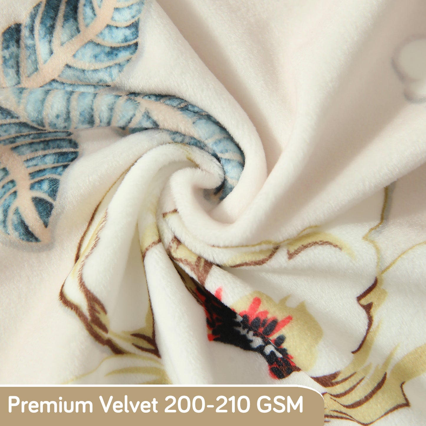 Premium Printed Velvet Dining Chair Cover Set, Buttercream Magnolia Whisper