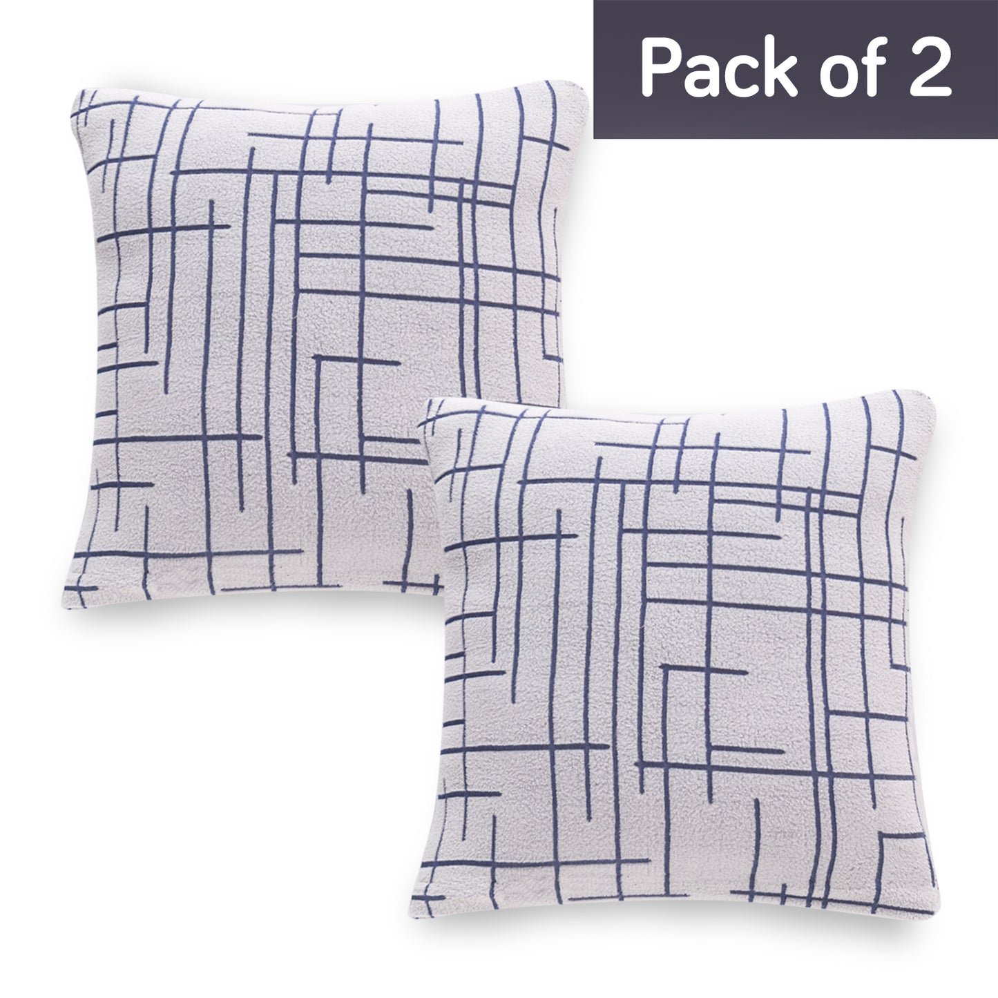 'Crossline Series' Jacquard Cushion Cover Set of 2, Navy Blue
