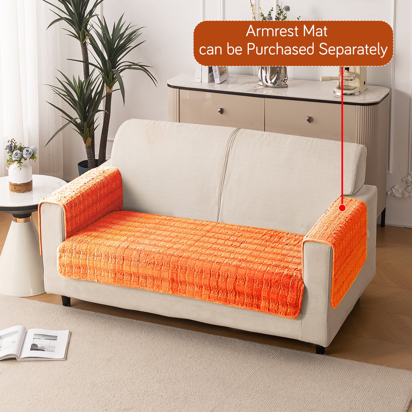 Premium Plush Anti Slip Sofa Mat for 1/2/3 Seater, Orange