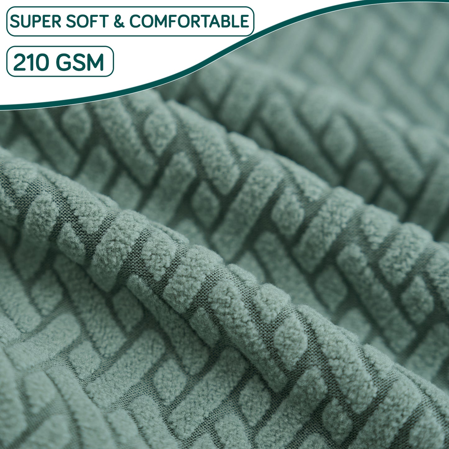 Premium Jacquard Fully Covered Cover for Mid Century Modern Dining Chair, Continental Green