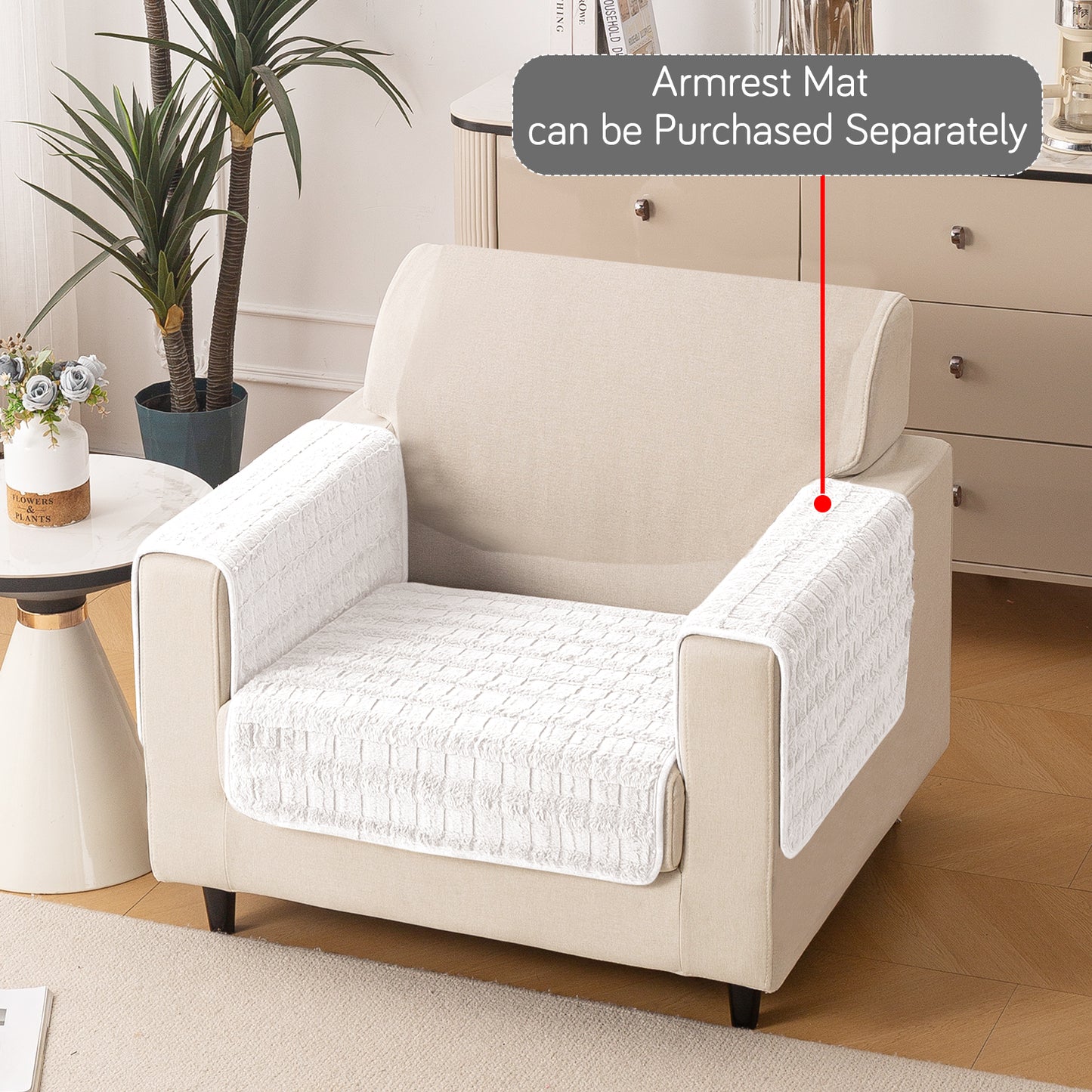 Premium Plush Anti Slip Sofa Mat for 1/2/3 Seater, White
