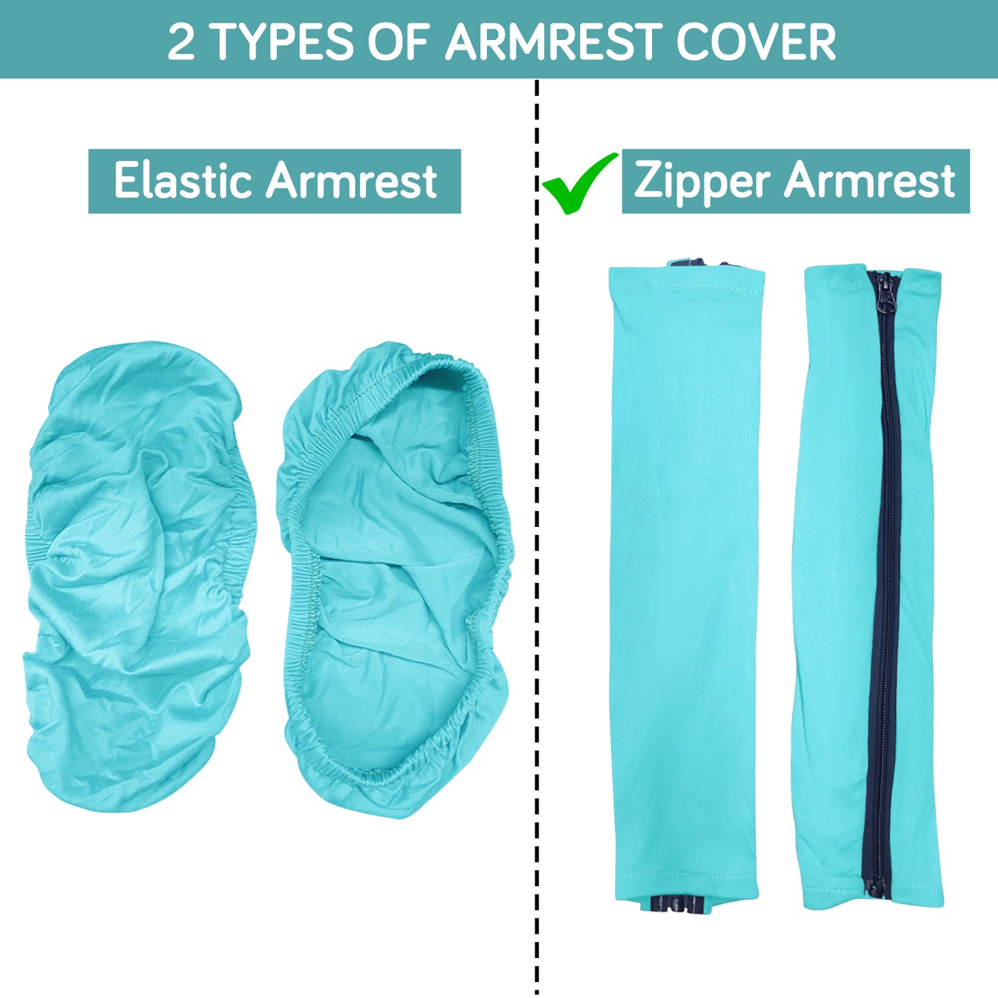 140gsm Armrest Covers for Office Chair (Zipper Style), 1 Pair, Sky Blue