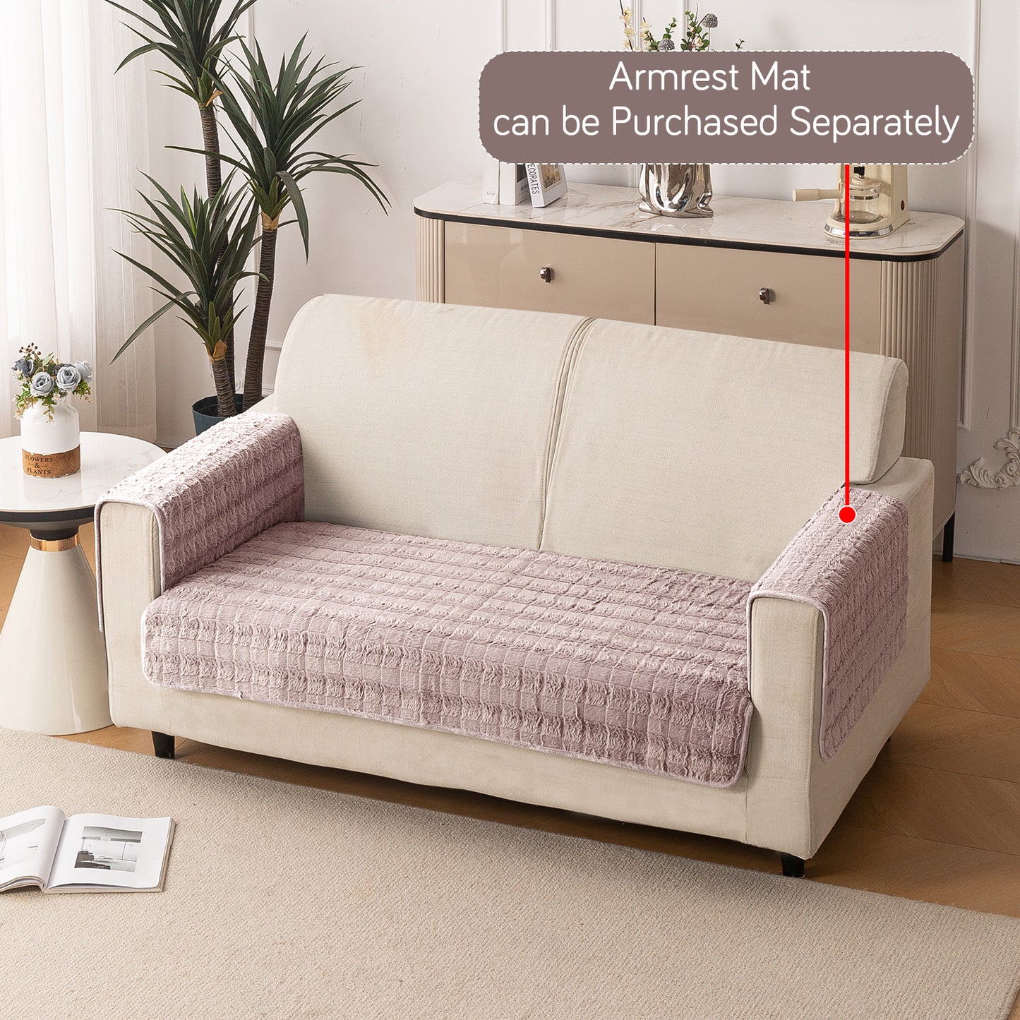 Premium Plush Anti Slip Sofa Mat for 1/2/3 Seater, Beige