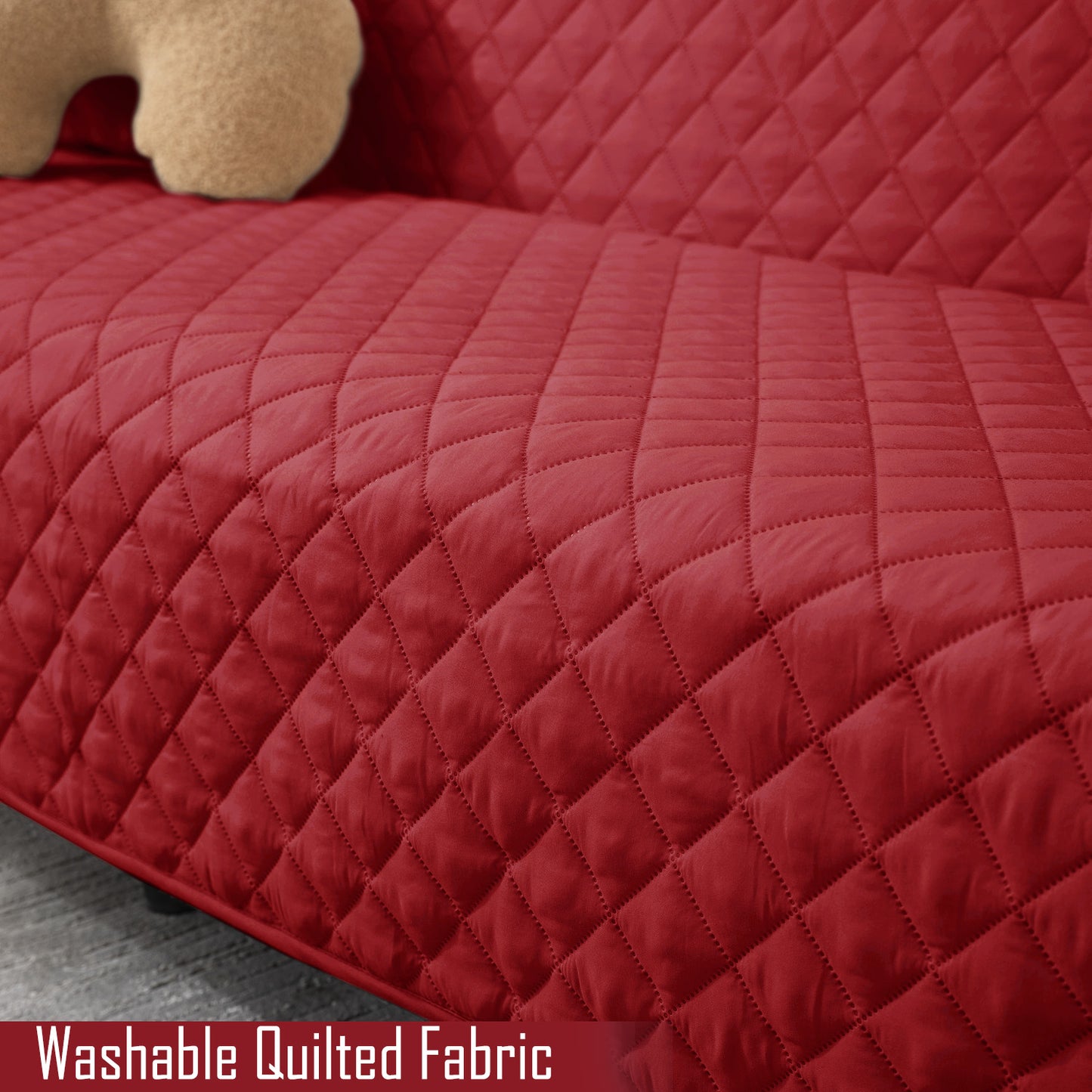 Washable quilted fabric sofa cover