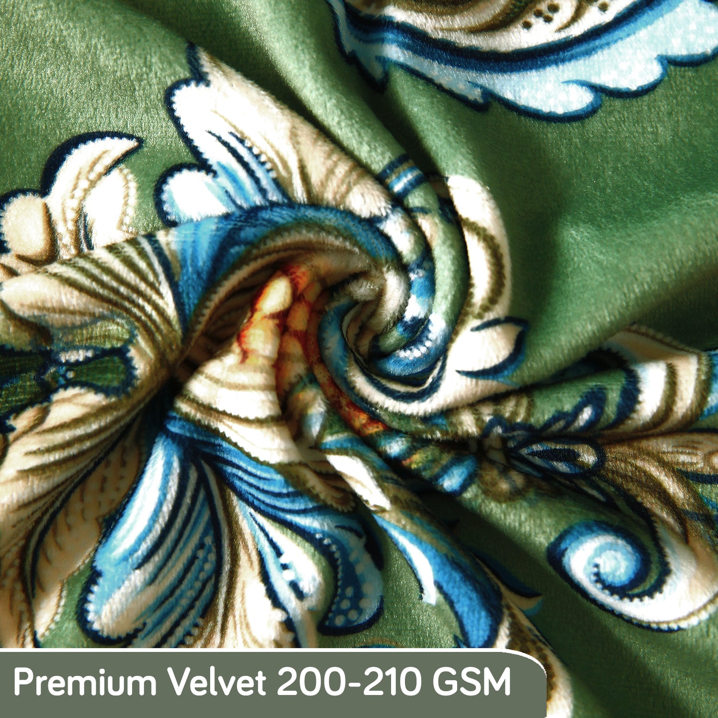Premium Printed Velvet Dining Chair Cover Set, Green Victorian Garden