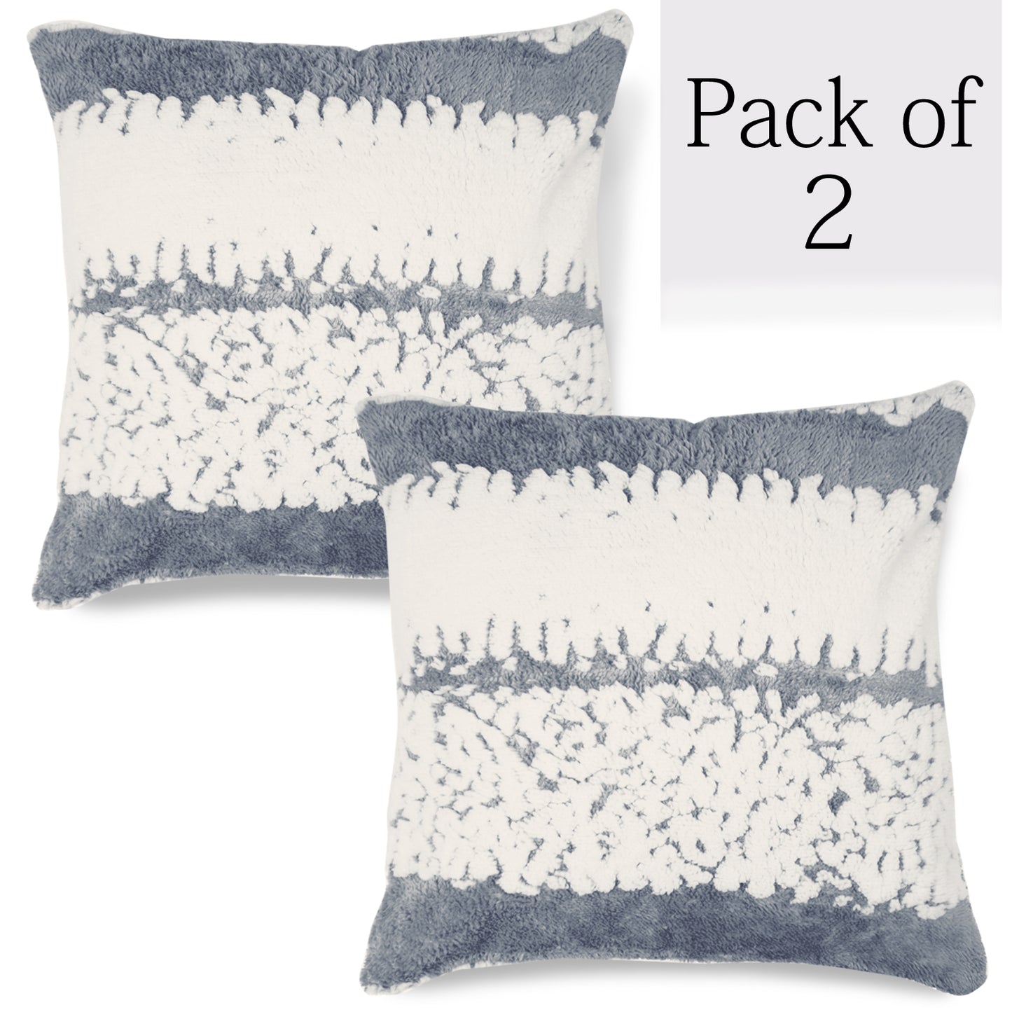 Luxury Wavy Plush Cushion Cover for Sofa - Pewter Grey