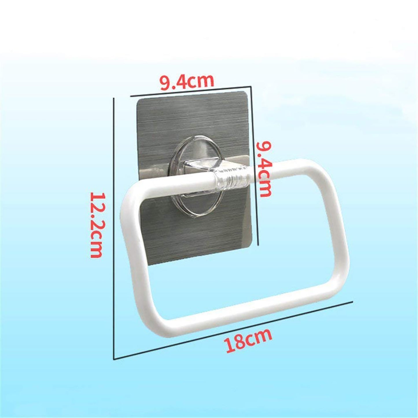 Wall adhesive white plastic towel ring | HOKIPO