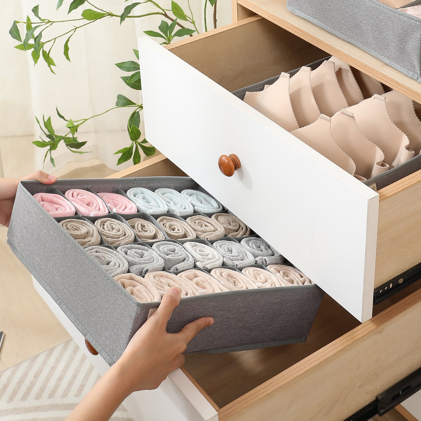 Undergarment Organizer for Wardrobe and Drawers, Grey