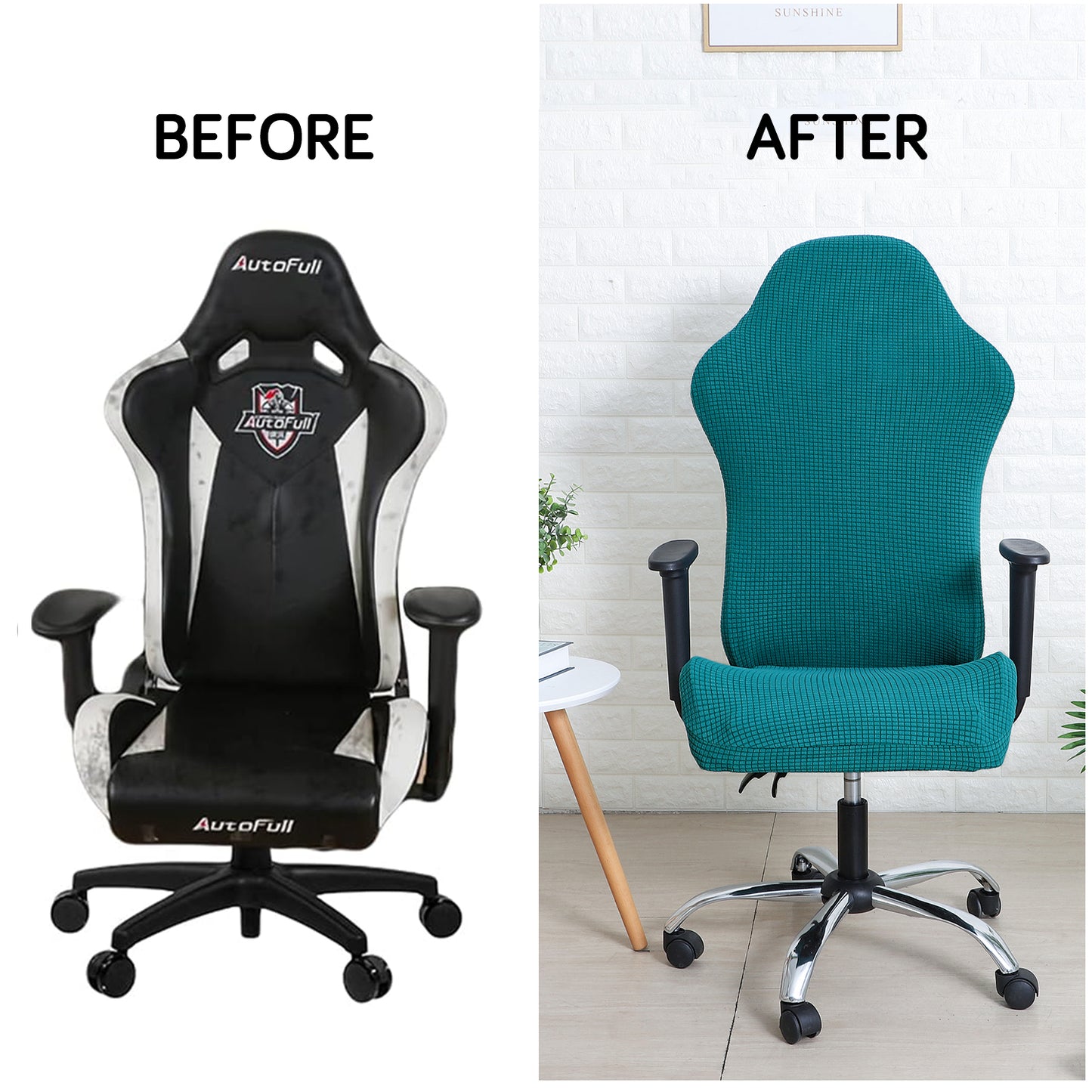 Gaming Chair Cover Stretchable Elastic Jacquard Computer Rotating Chair Seat Covers Slipcover Teal
