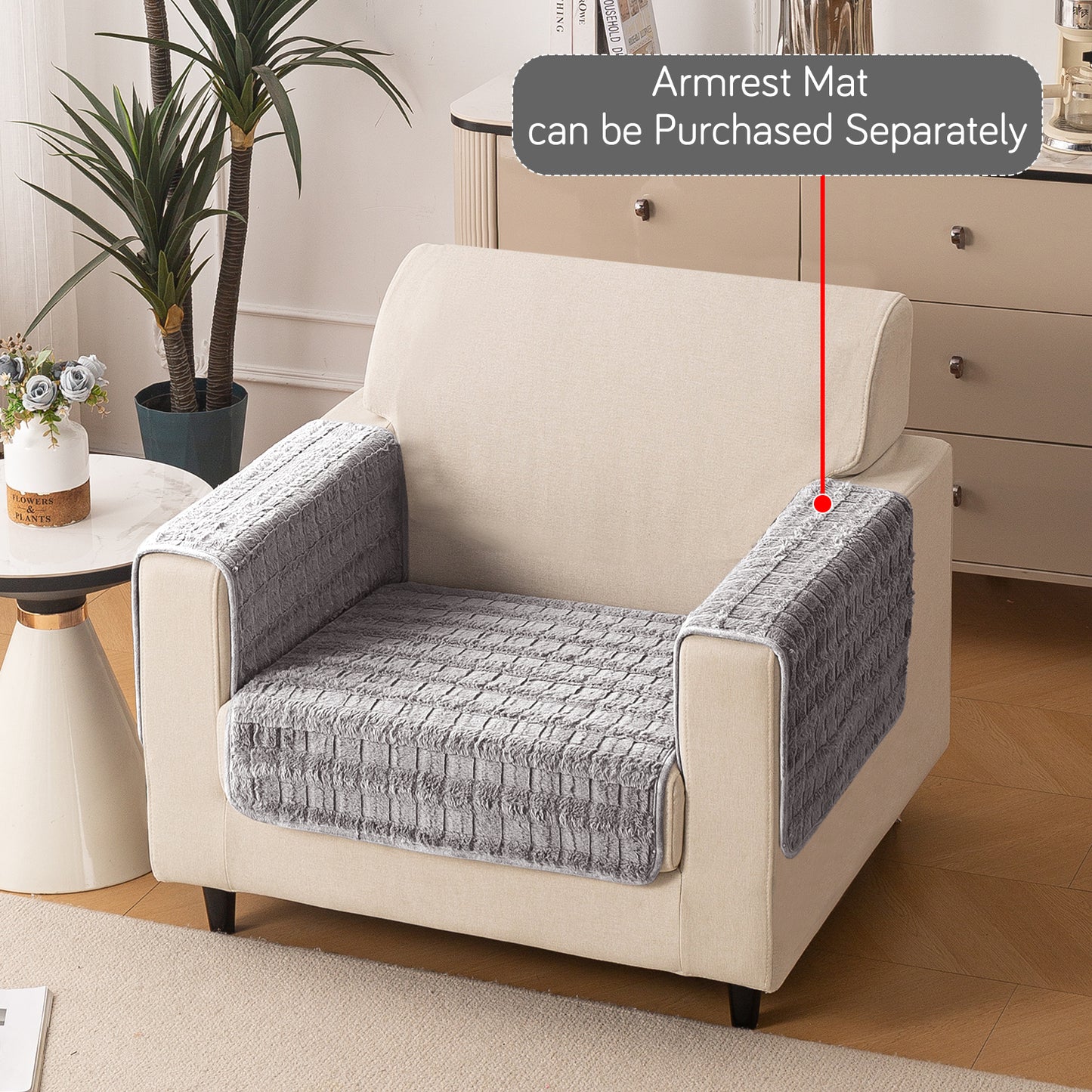 Premium Plush Anti Slip Sofa Mat for 1/2/3 Seater, Light Grey