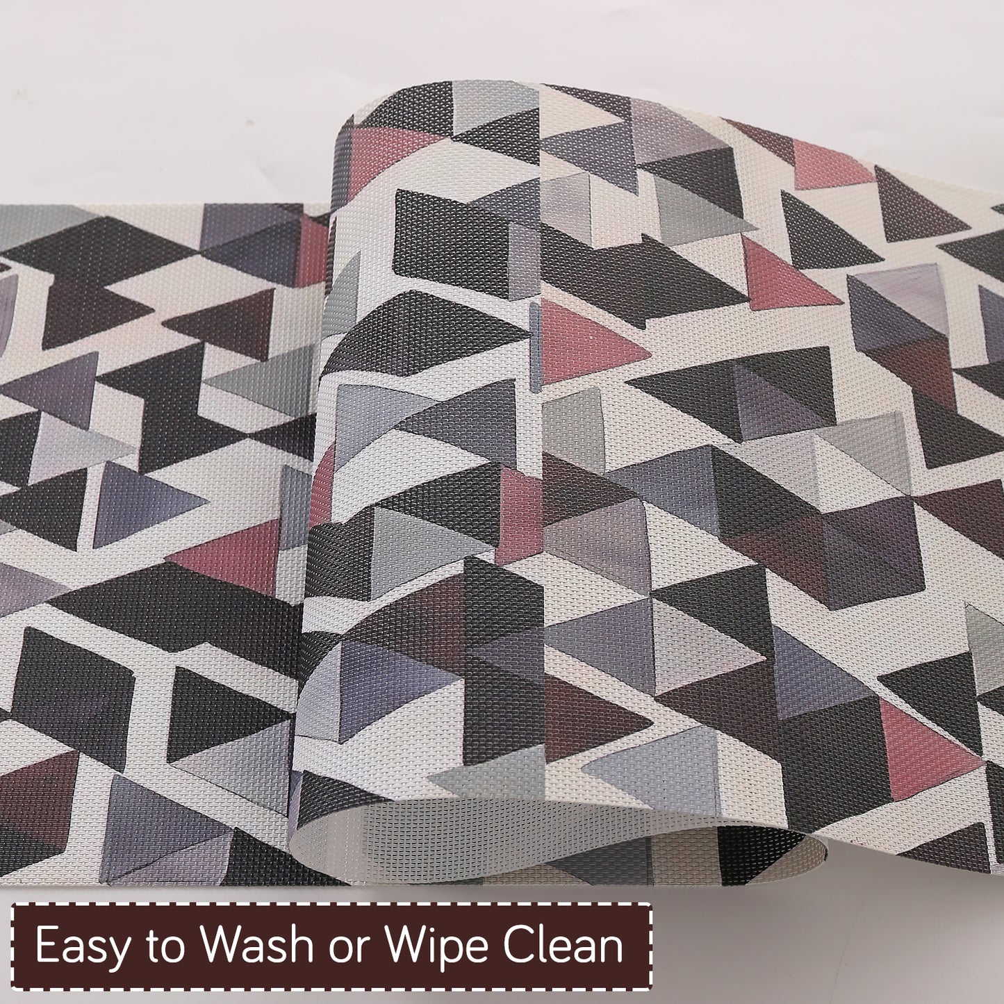 Color Splash PVC Mats for Dining Table, Triangular Mosaic - Burgundy Red