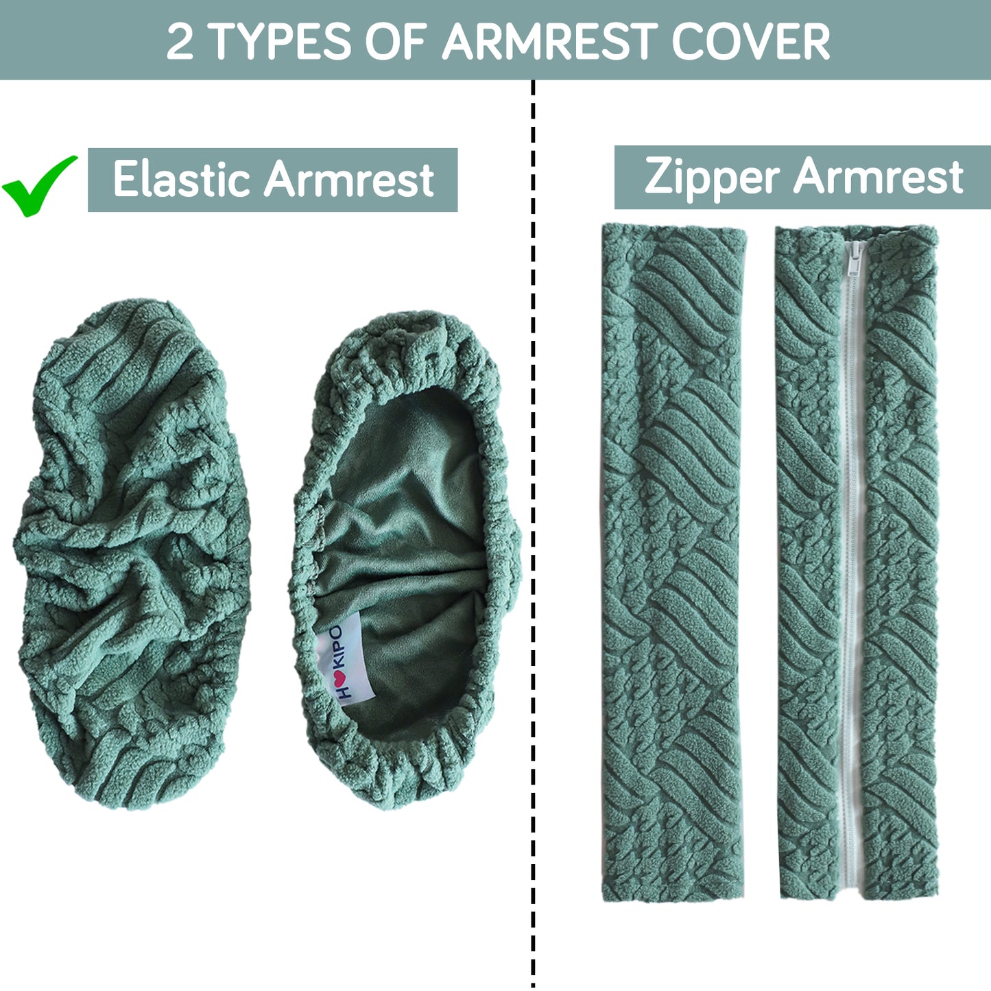 170gsm Jacquard Office Chair Arm Rest Cover (Elastic Style), 1 Pair, Green