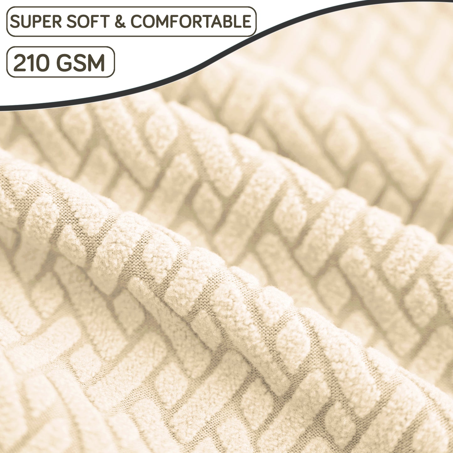 Premium Jacquard Fully Covered Cover for Mid Century Modern Dining Chair, Beige