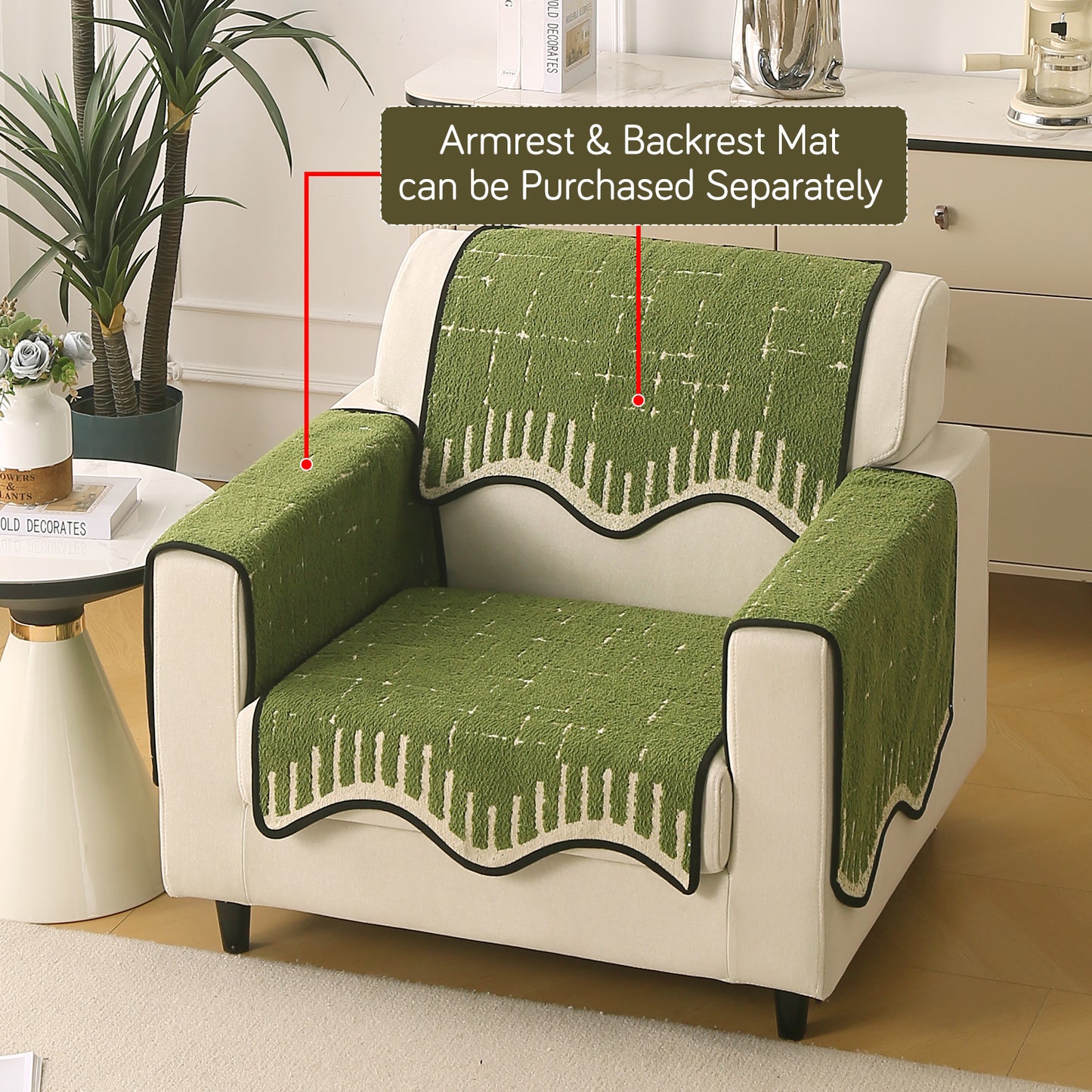 Premium Supple Soft Wavy with Curve Sofa Cover Mat, Green