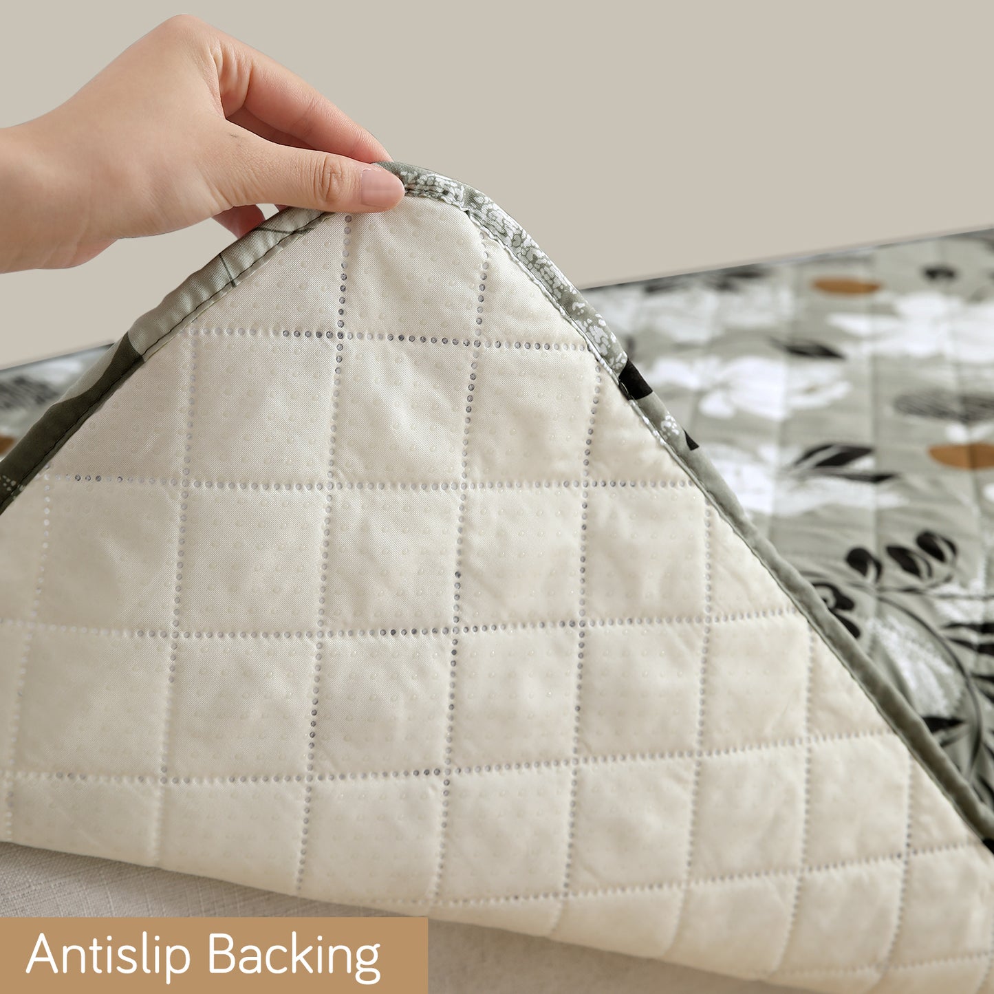 HOKIPO Water Repellent + Waterproof Quilted Sofa Mats, Feather Brown Floral