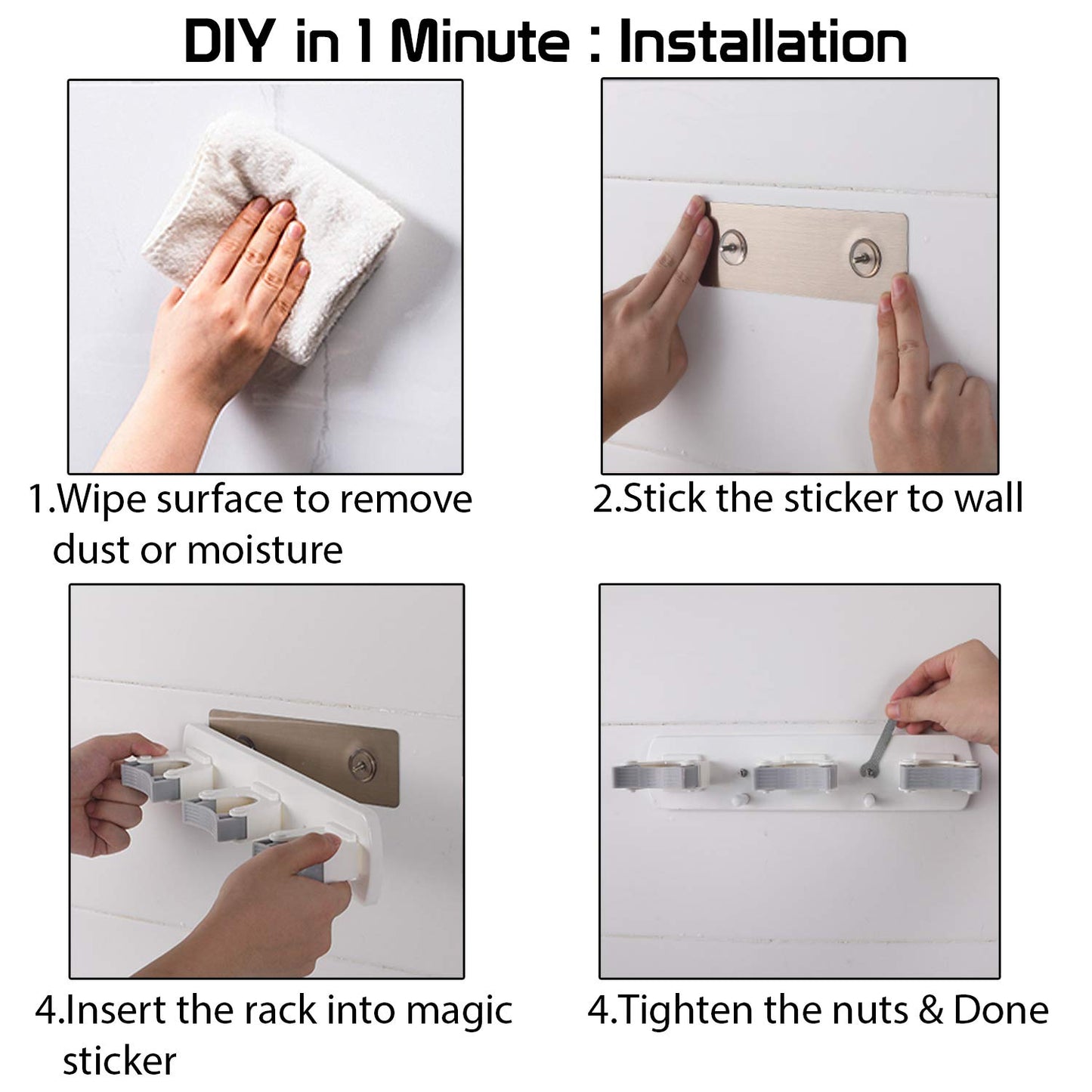 Guide to use wall Mounted mop and broom holder | HOKIPO