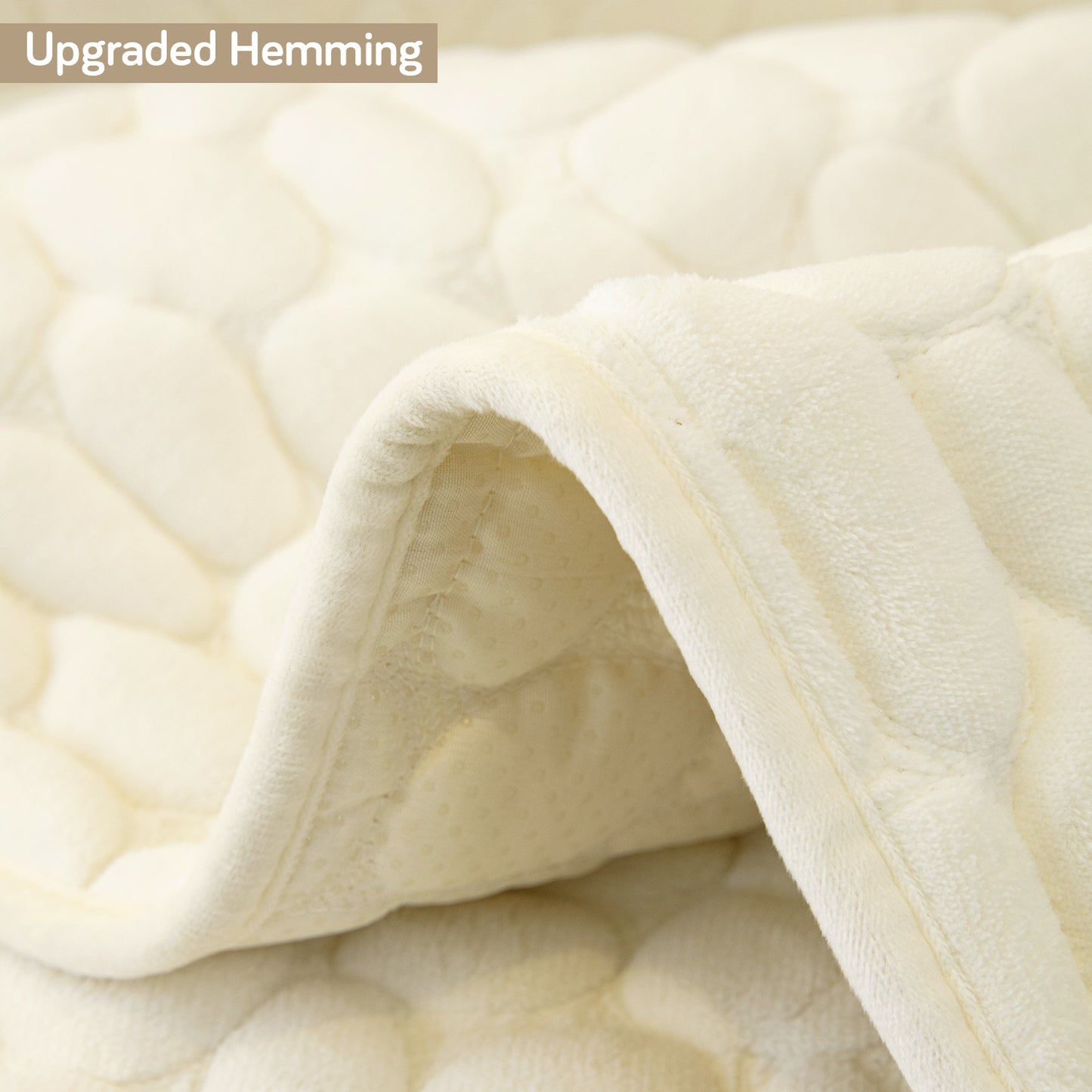 Premium Pebble Milk Velvet Anti Slip Sofa Mats, Bliss White