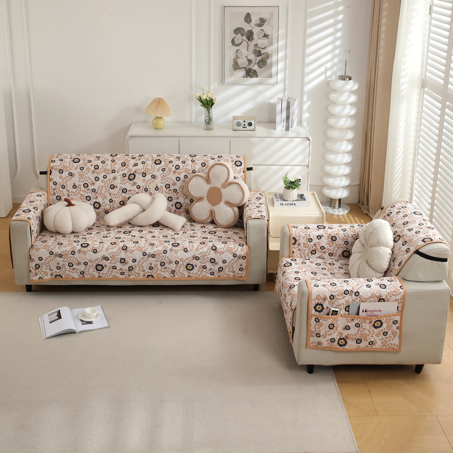 3+1 seater quilted sofa cover