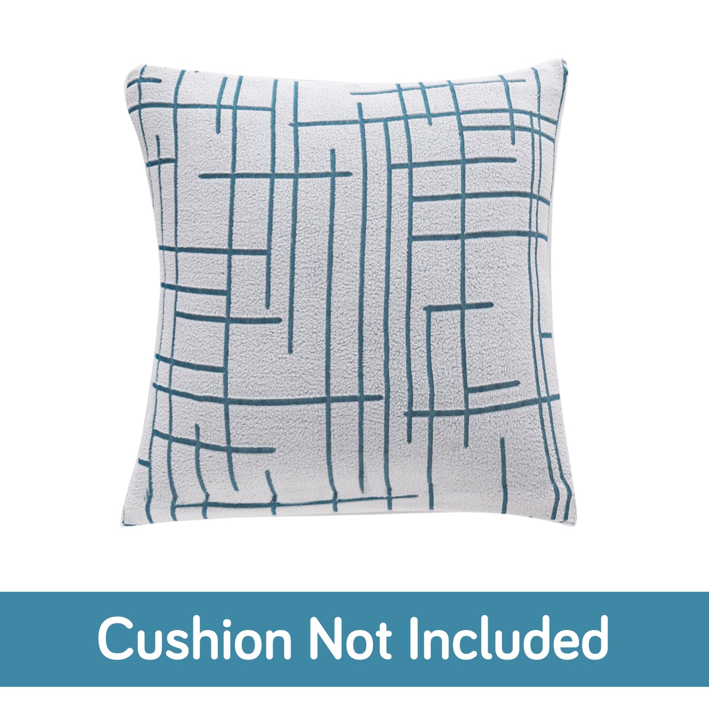 'Crossline Series' Jacquard Cushion Cover Set of 2, Teal Blue