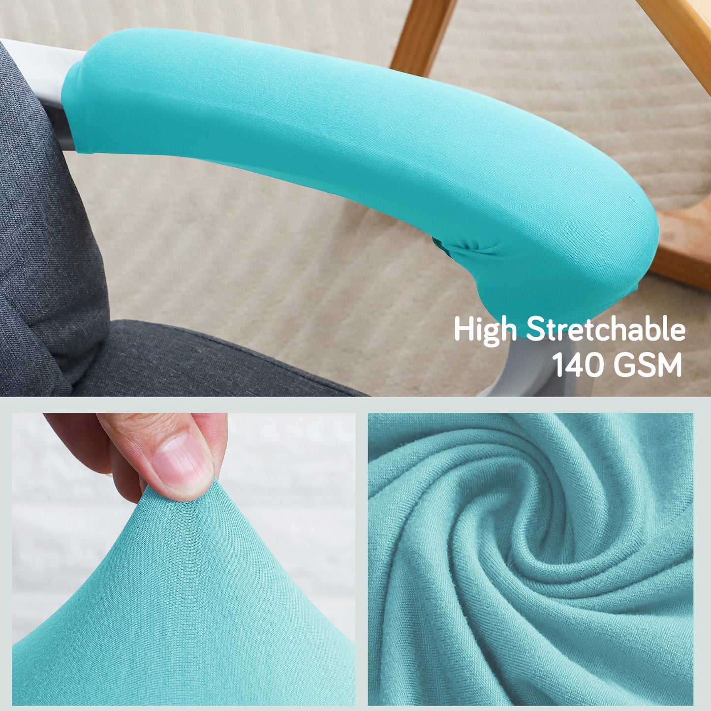 140gsm Armrest Covers for Office Chair (Zipper Style), 1 Pair, Sky Blue