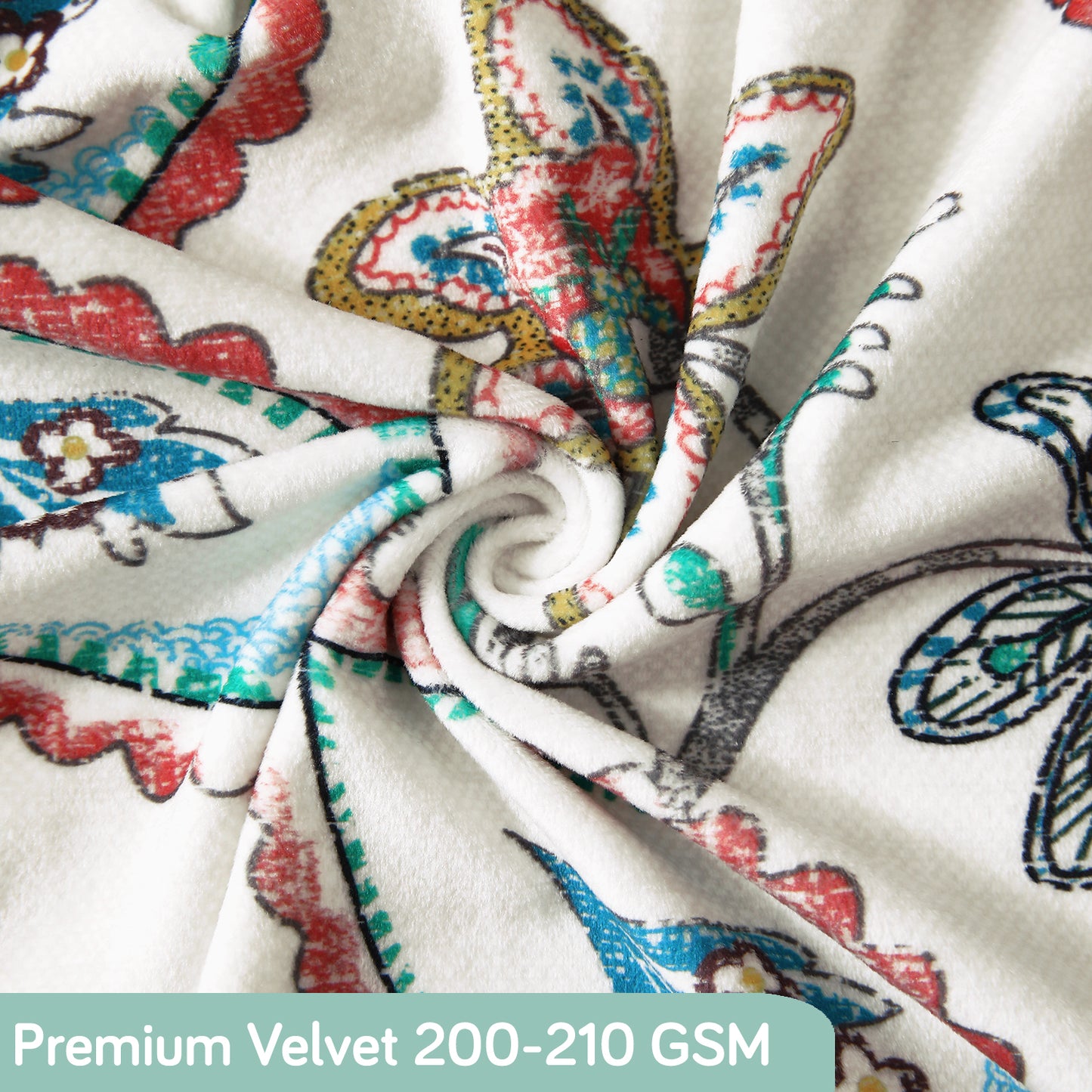 Premium Printed Velvet Sofa Cover 1/2/3 Seaters Fully Covered, Beige Persian Garden