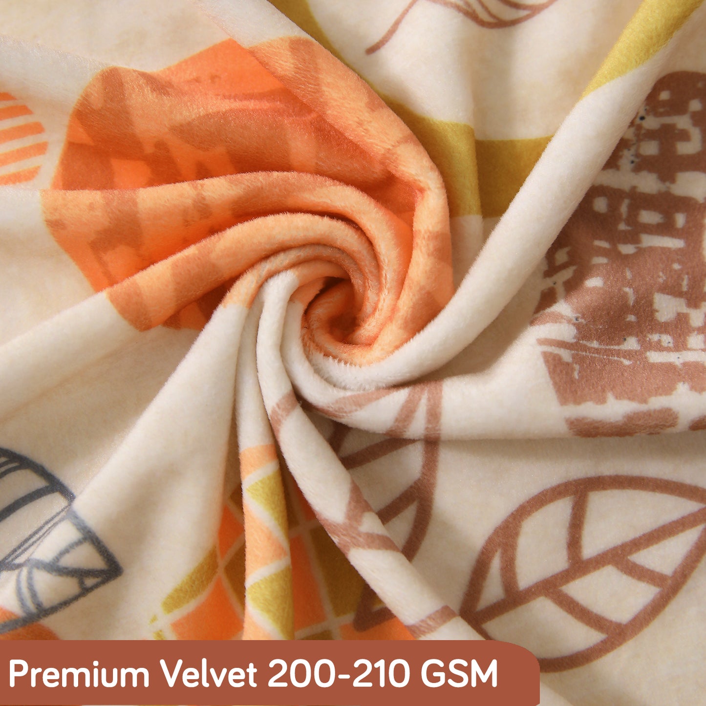 Premium Printed Velvet Sofa Cover 1/2/3 Seaters Fully Covered, Coral Autumn Leaves