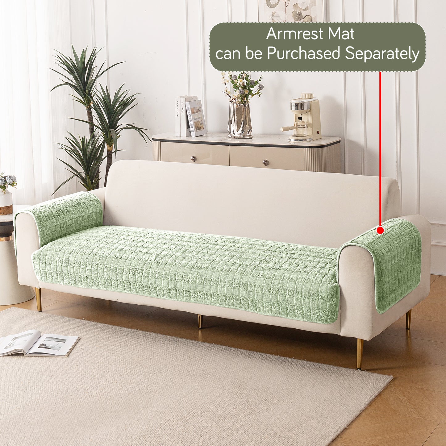 Premium Plush Anti Slip Sofa Mat for 1/2/3 Seater, Green