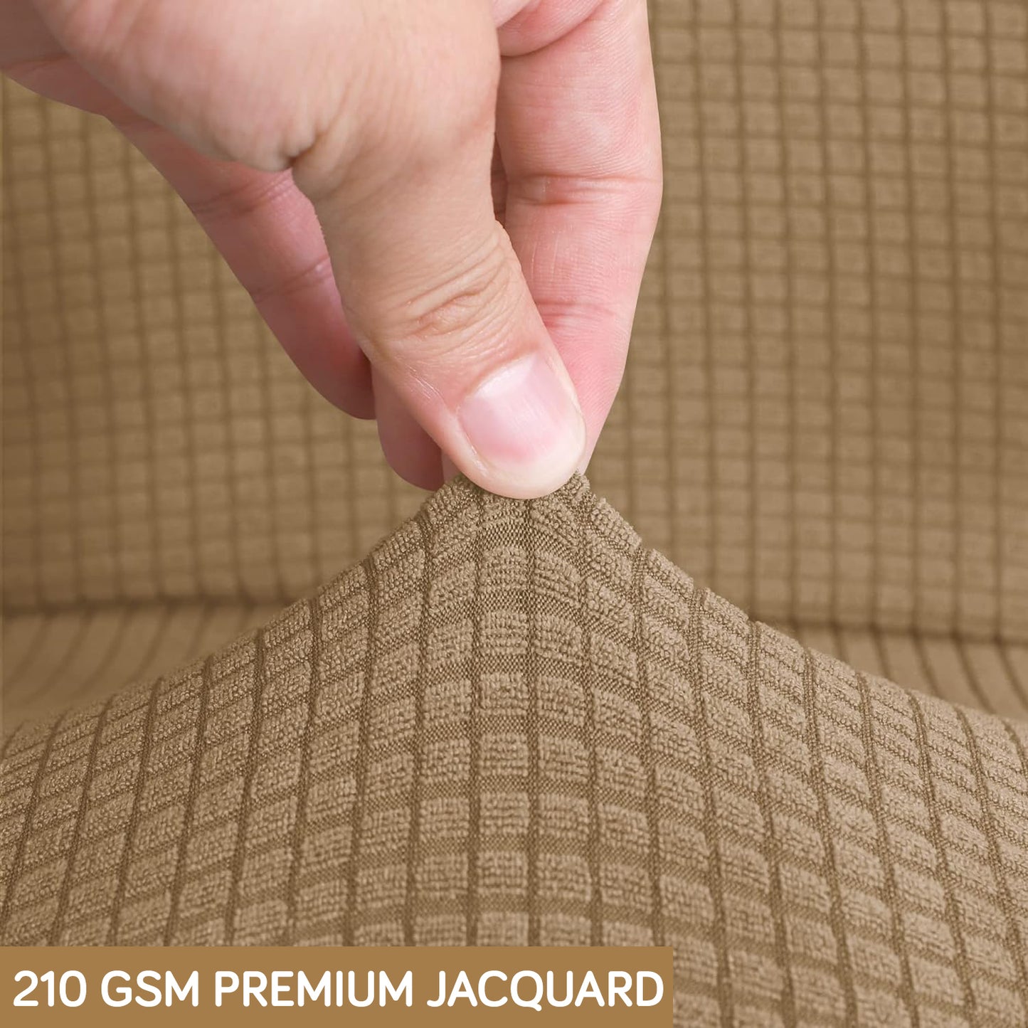 Water Repellent Office Chair Cover for Desk Chair (Mid-Back) – 210 GSM Stretch Jacquard – Washable, Durable & Anti-Slip – Fits Mid-Back Office Chairs, Camel