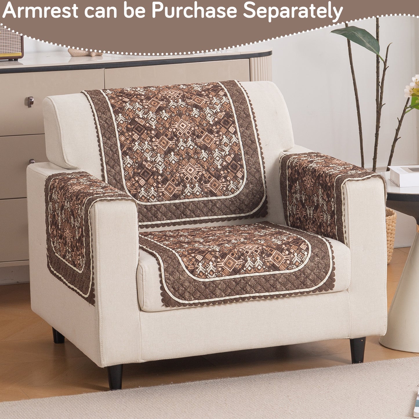 LoomVerse Quilted Sofa Cover Set Washable Sofa Panel for Seat & Back - Rustic Lattice