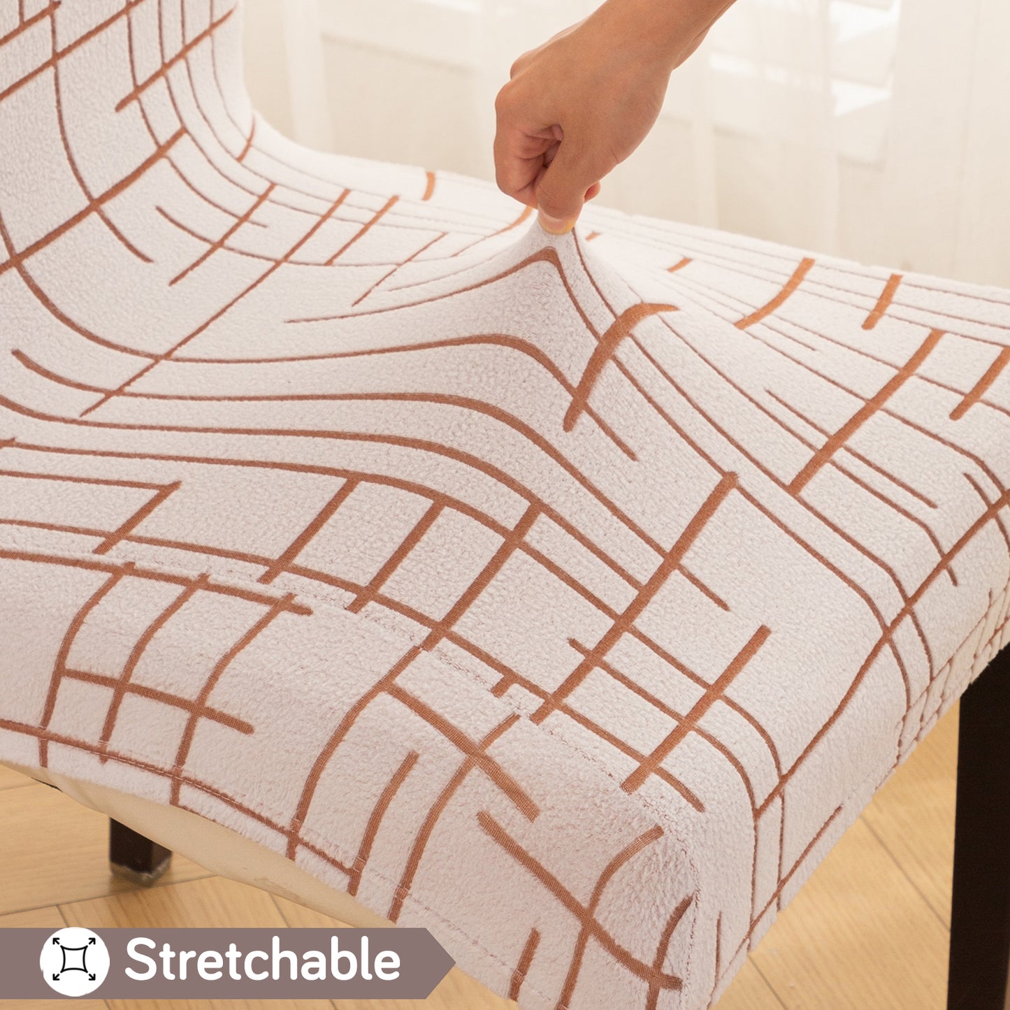 Crossline Series 180 GSM Jacquard Chair Cover Set 1/2/4/6, Rust Brown