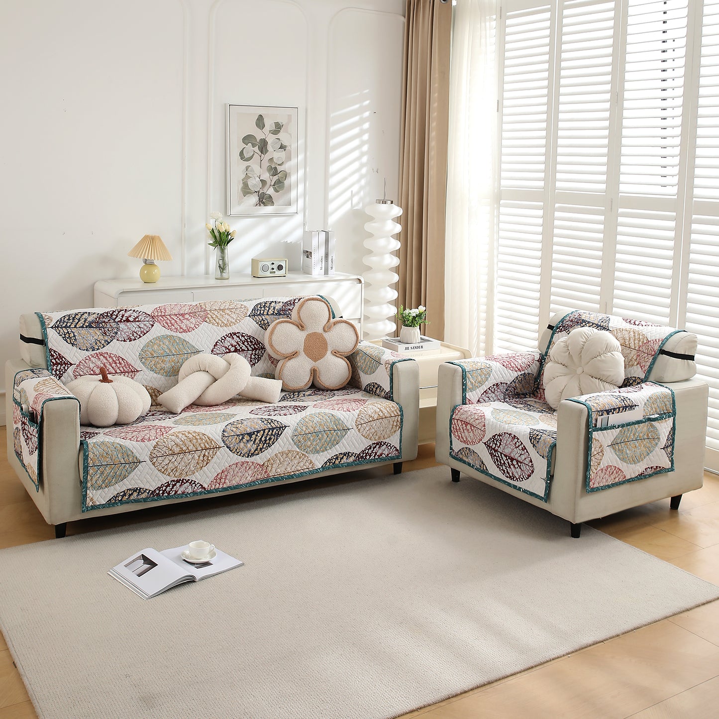 3+1 seater quilted sofa cover