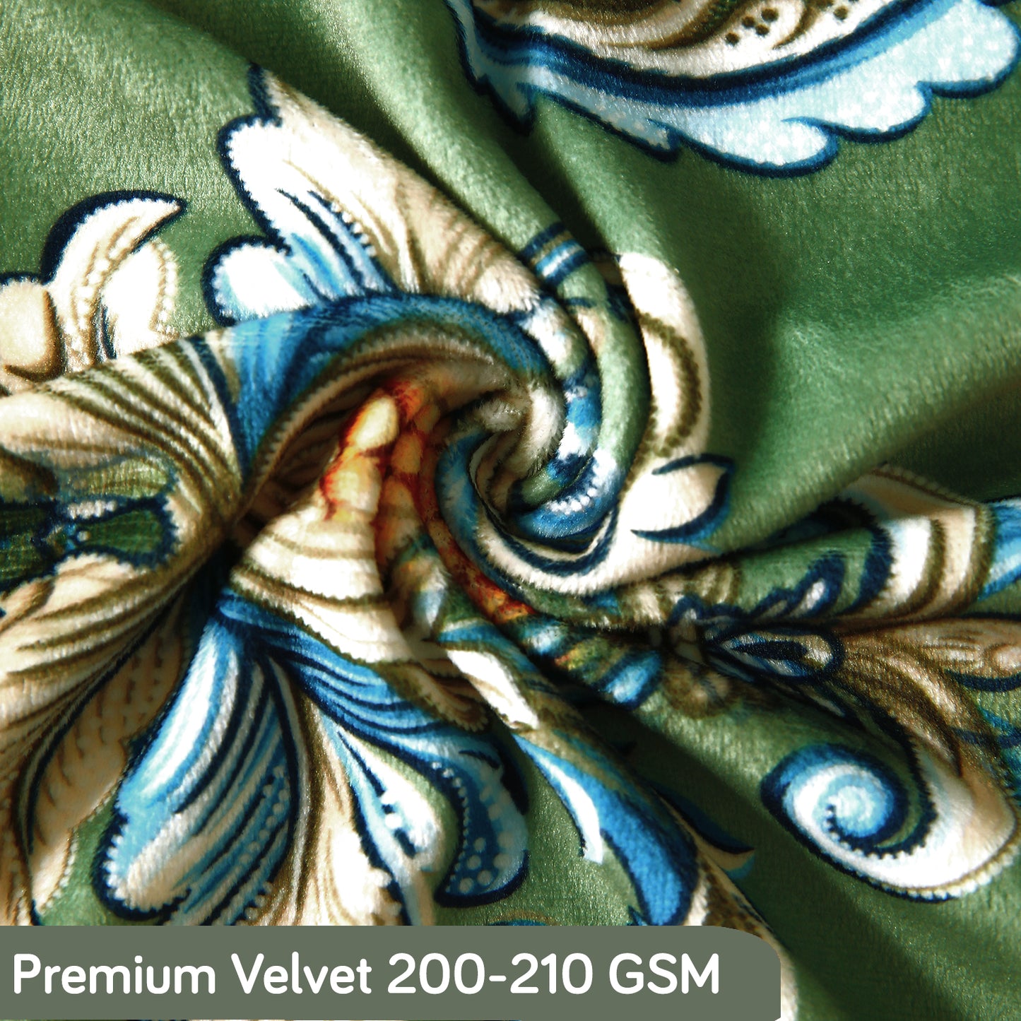 Premium Printed Velvet Sofa Cover 1/2/3 Seaters Fully Covered, Green Victorian Garden