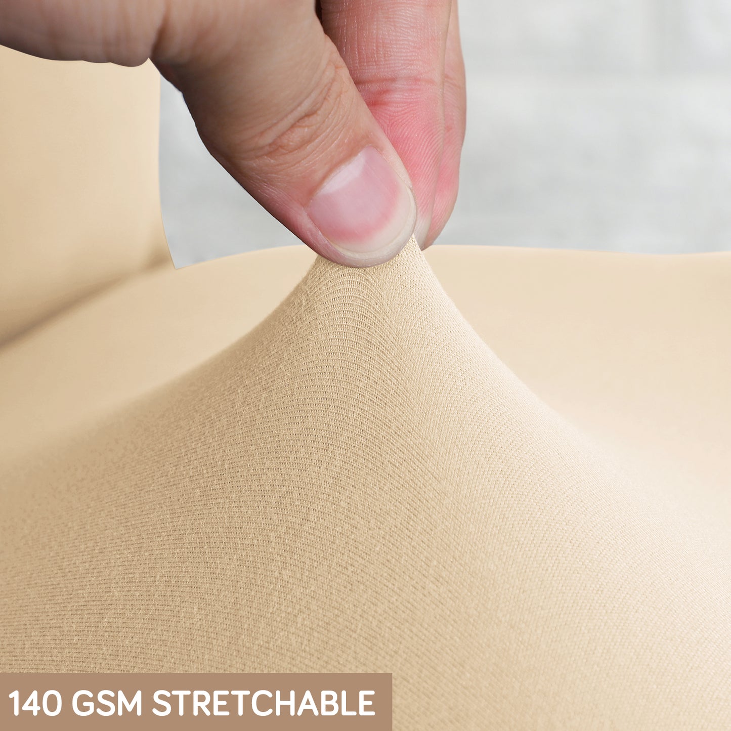 Office Chair Cover for Desk Chair (Mid-Back) – 140 GSM Stretch Fabric – Washable, Durable & Anti-Slip – Fits Mid-Back Office Chairs, Beige