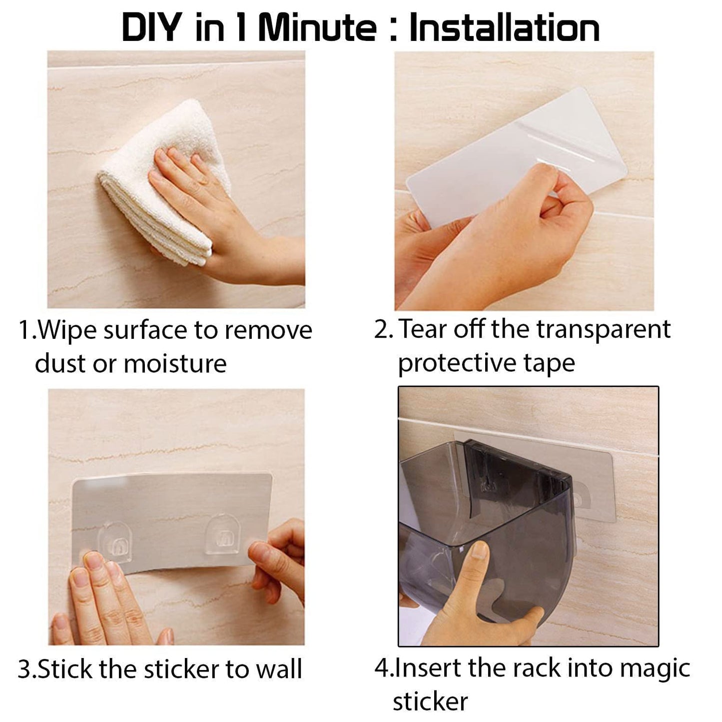 Magic Sticker Series Wall Mounted Toilet Paper Holder Stand for Bathroom